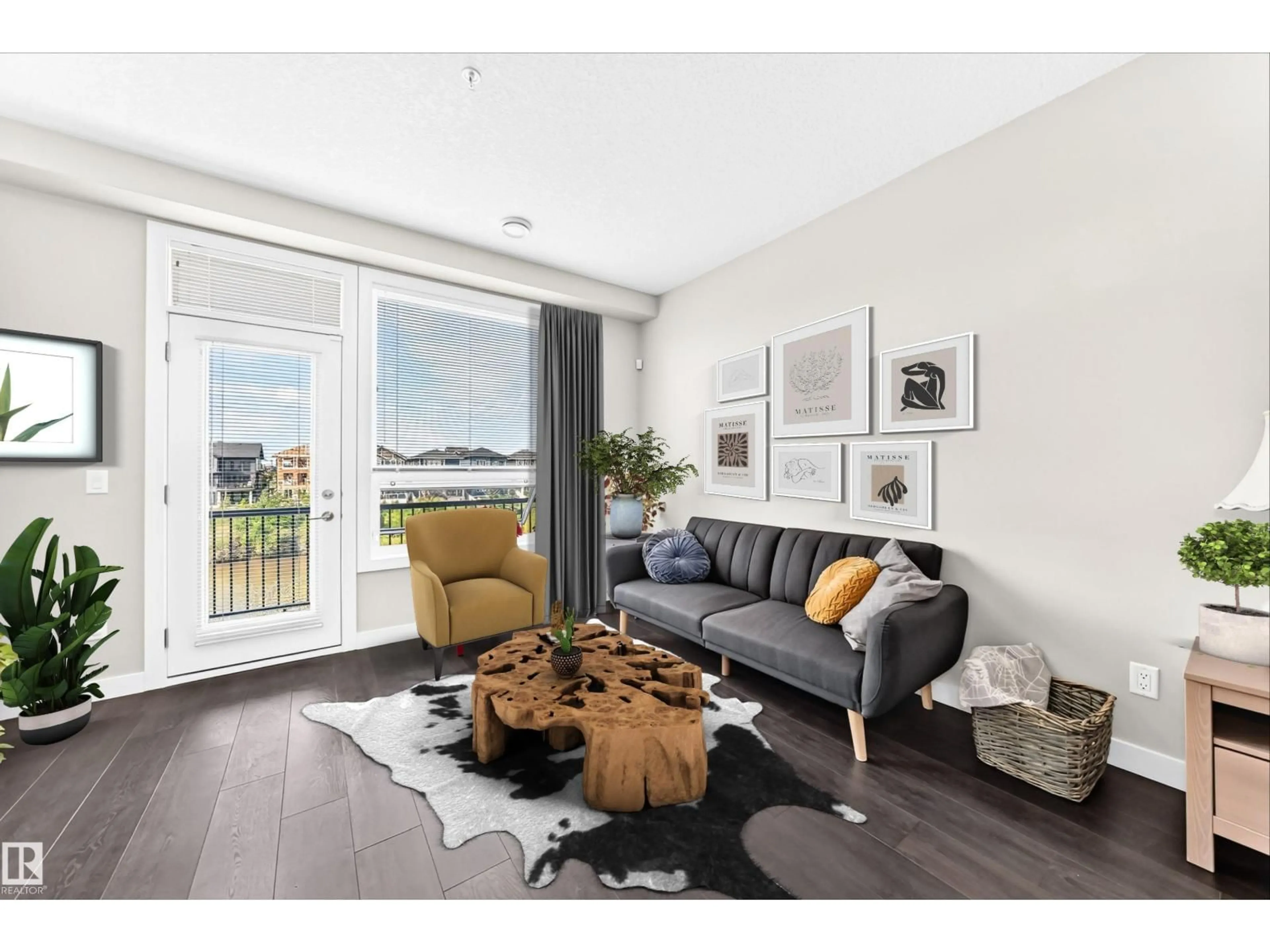Living room with furniture, wood/laminate floor for NW - 60 2560 PEGASUS BV, Edmonton Alberta T5E6V4
