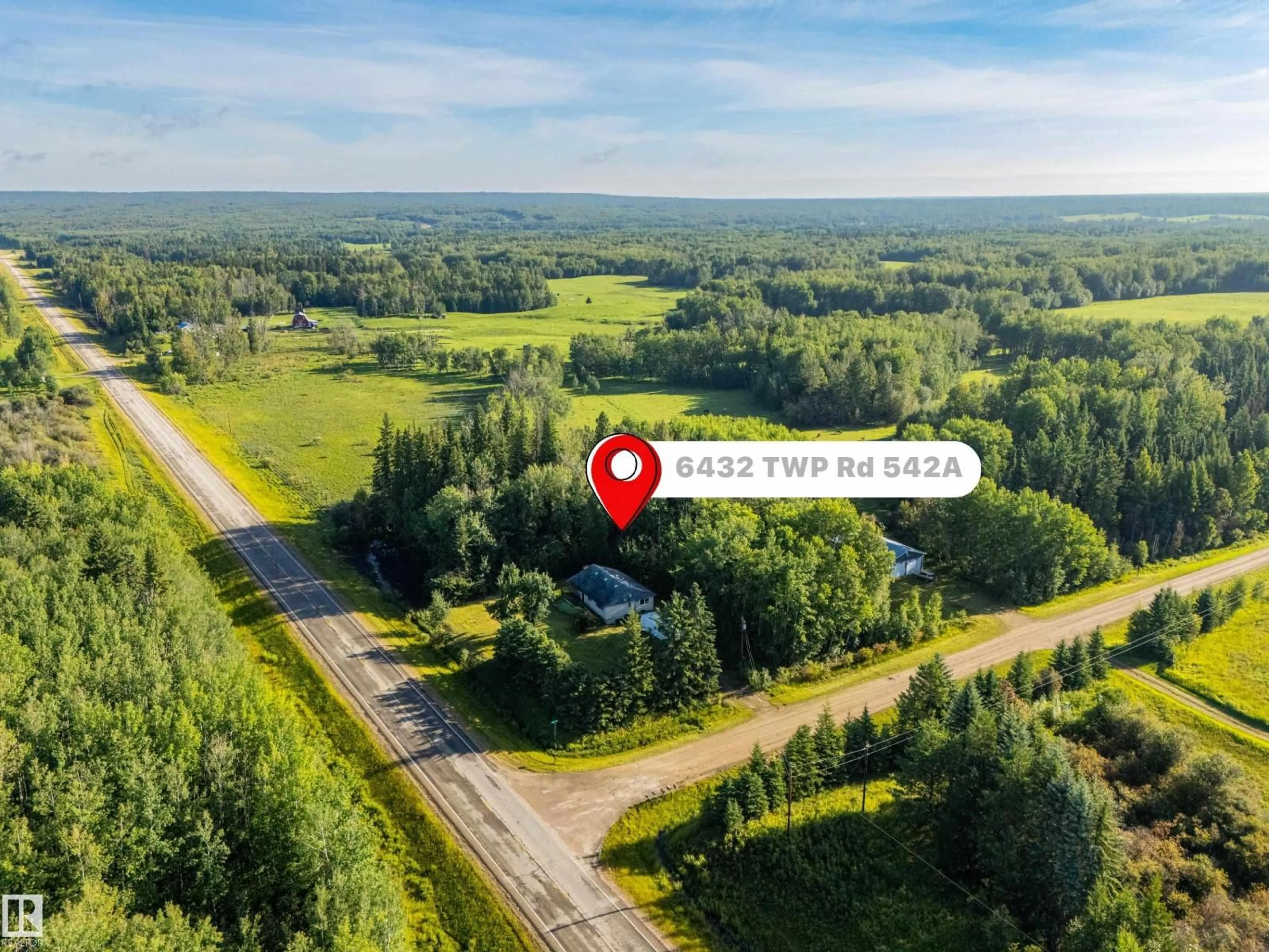 A pic from outside/outdoor area/front of a property/back of a property/a pic from drone, forest/trees view for A - 6432 TWP ROAD 542, Rural Parkland County Alberta T0E0S0