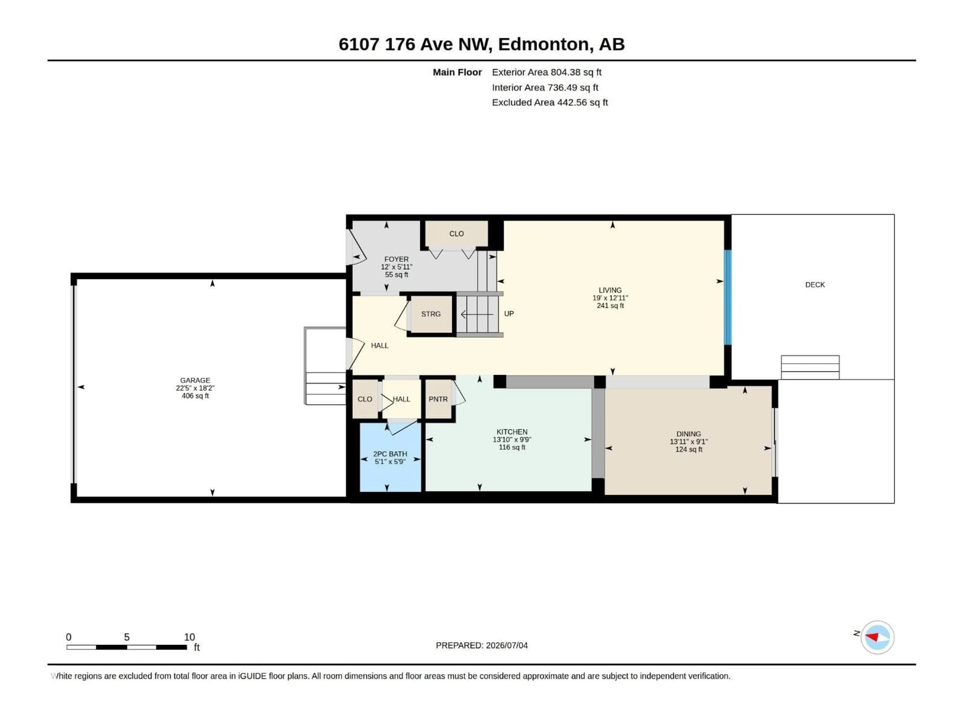Floor plan for NW - 6107 176 AV, Edmonton Alberta T5Y3N8