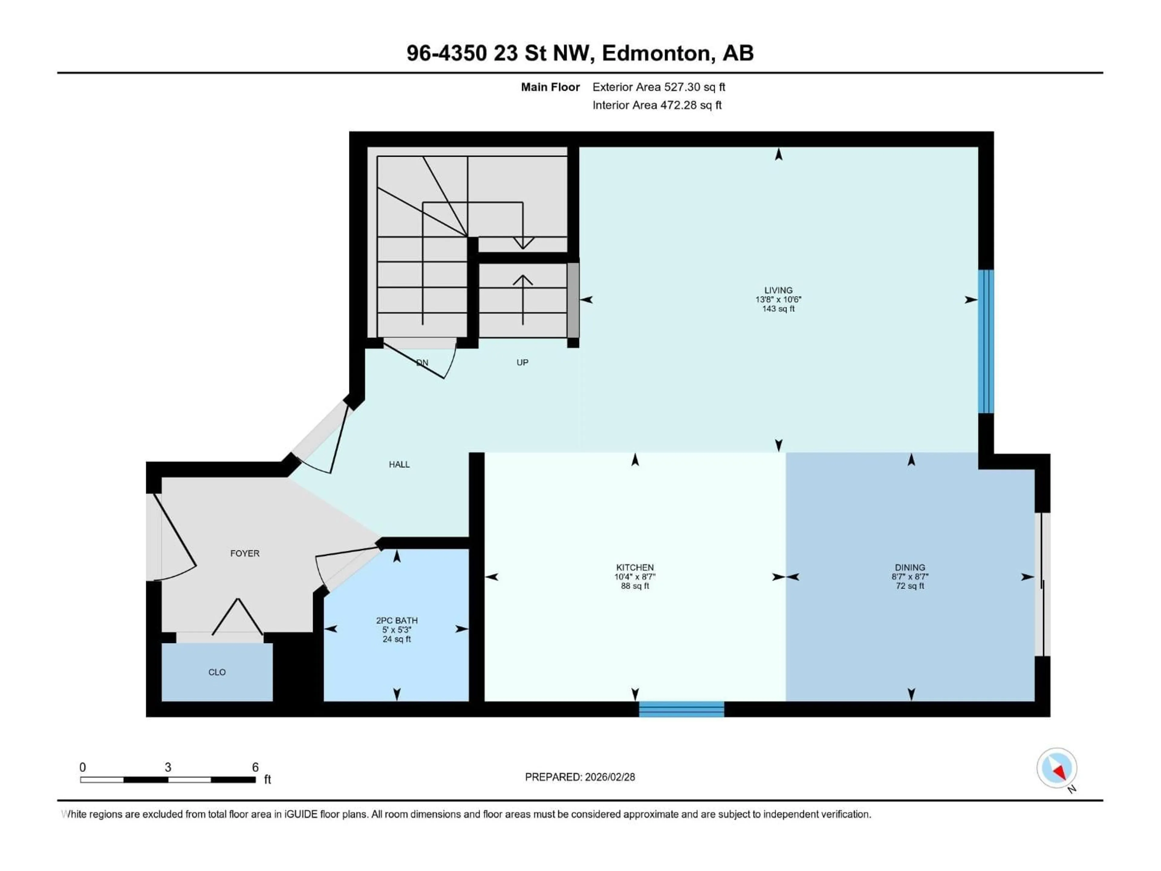 Floor plan for 4350 - 96 23 ST, Edmonton Alberta T6T1X8