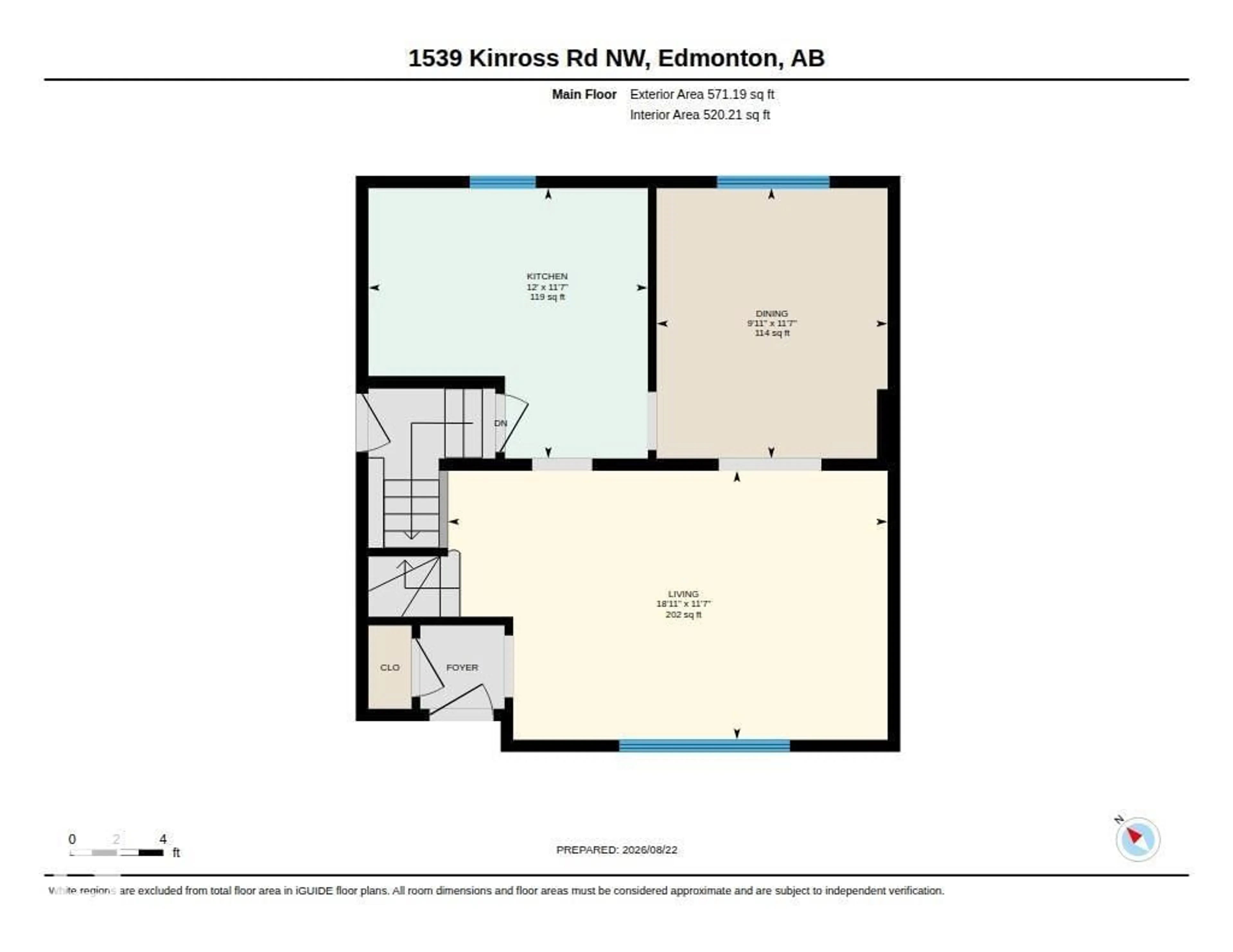 Floor plan for 1539 KINROSS RD, Edmonton Alberta T5E1Z9