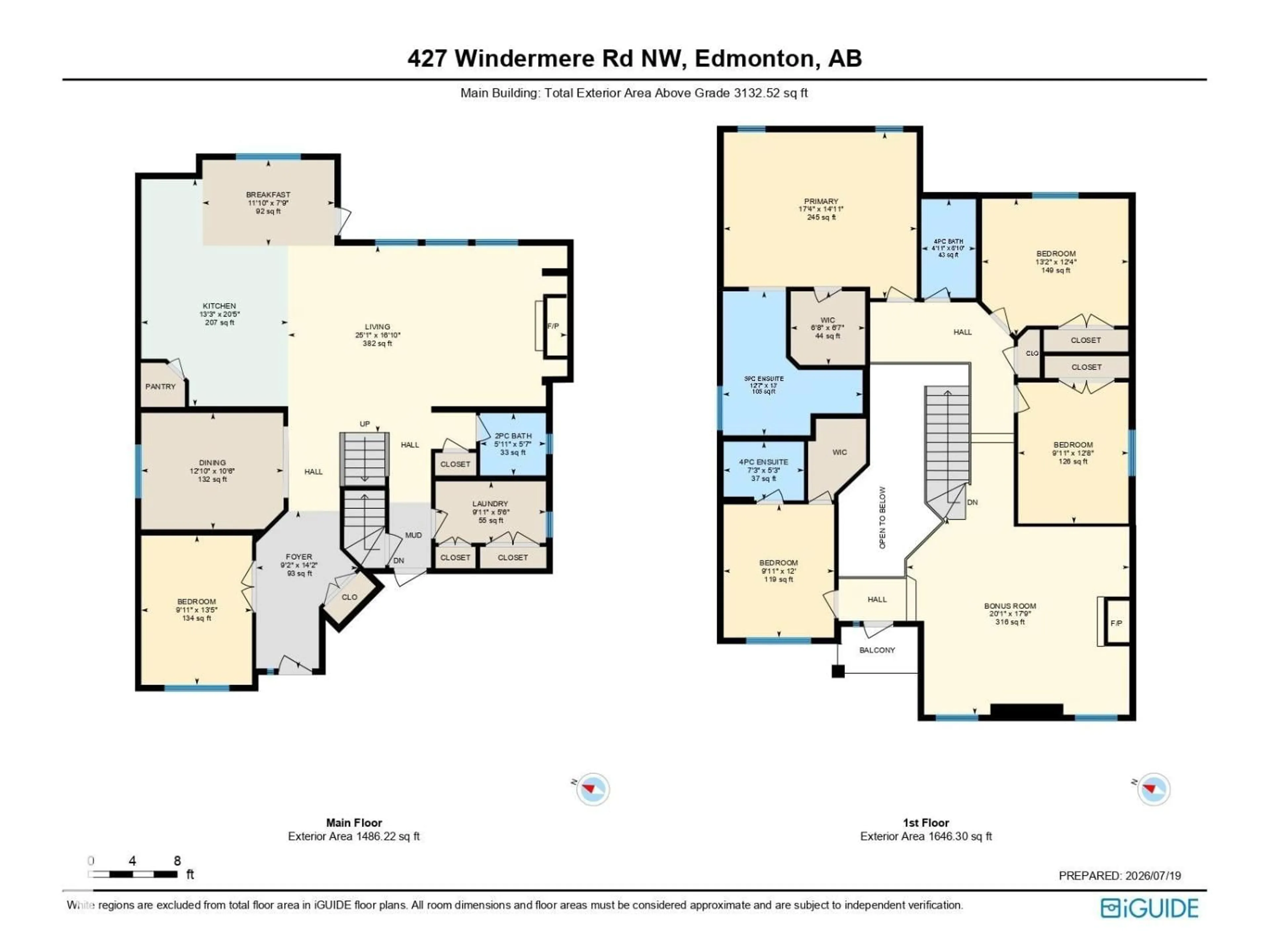 Floor plan for 427 WINDERMERE RD, Edmonton Alberta T6W0T3