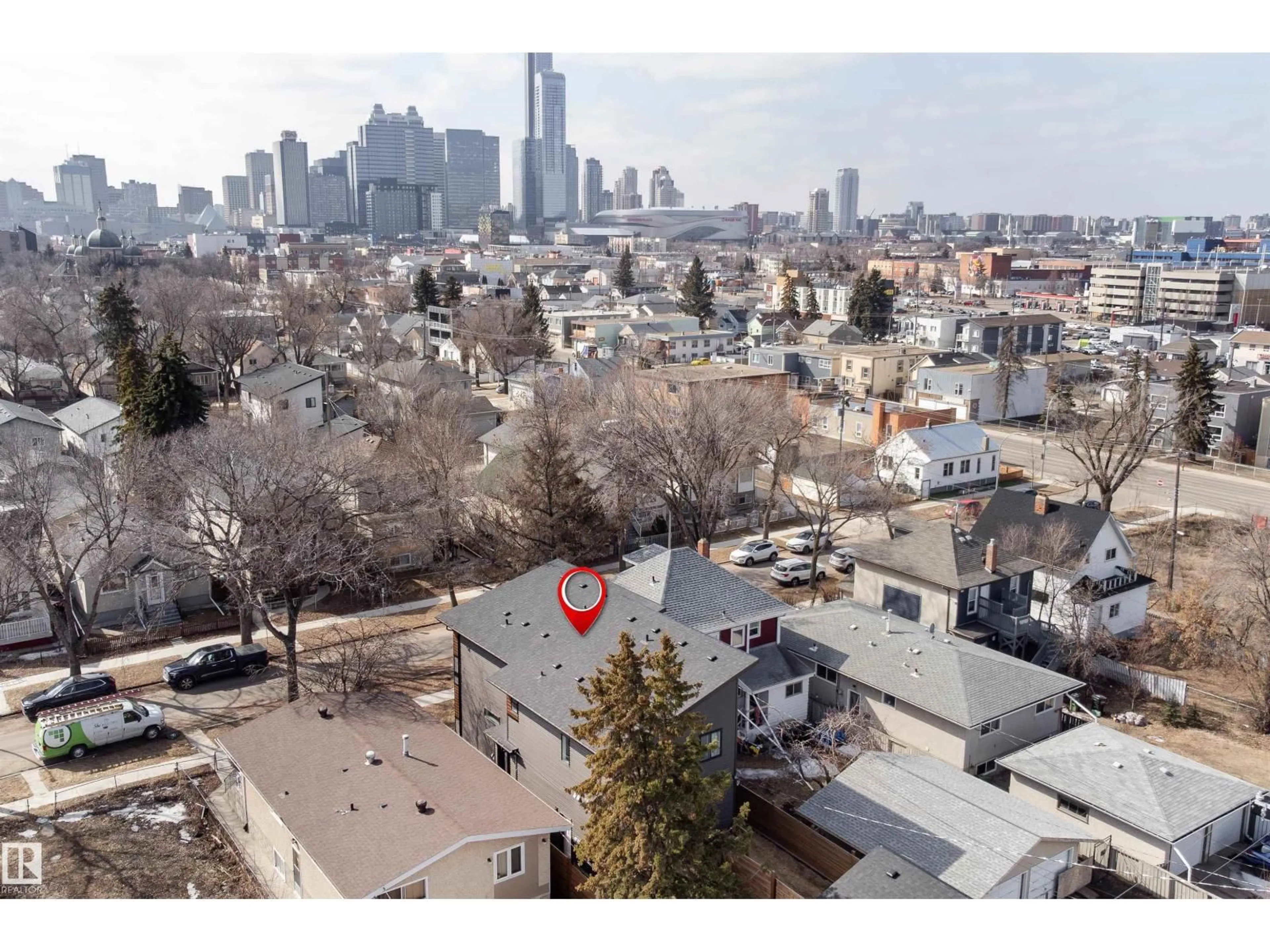 A pic from outside/outdoor area/front of a property/back of a property/a pic from drone, city buildings view from balcony for #1 and #2 - 9632 110 AVE NW, Edmonton Alberta T5H1H5