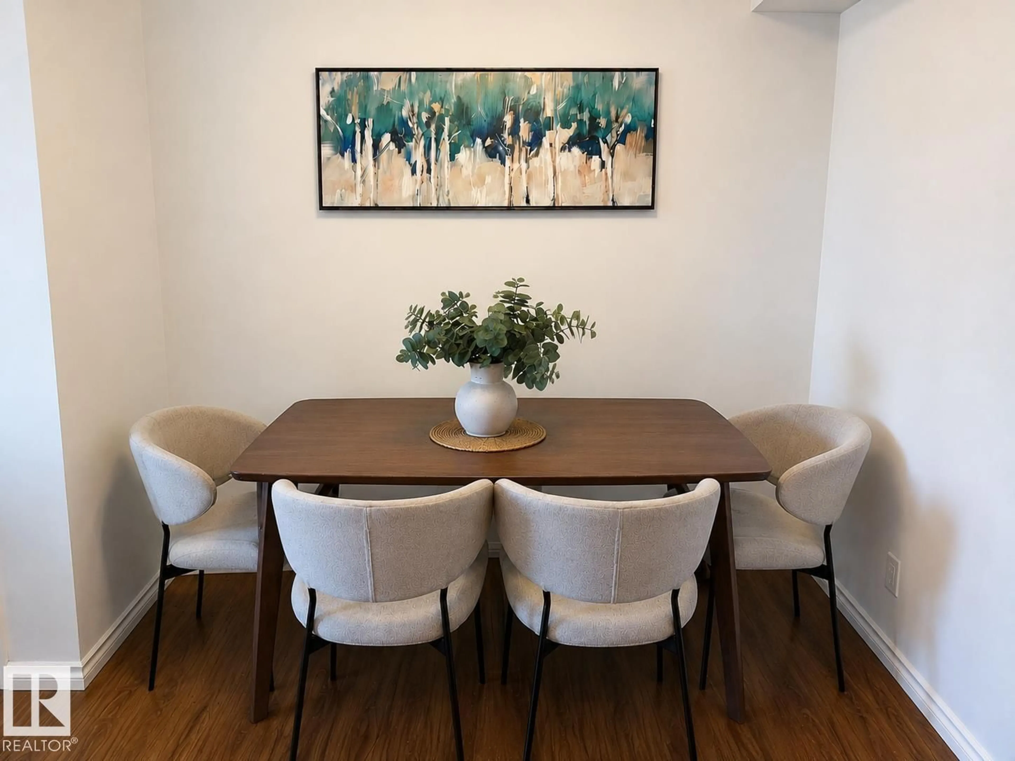 Dining room, wood/laminate floor for #301 - 13907 136 ST NW, Edmonton Alberta T6V1Y5