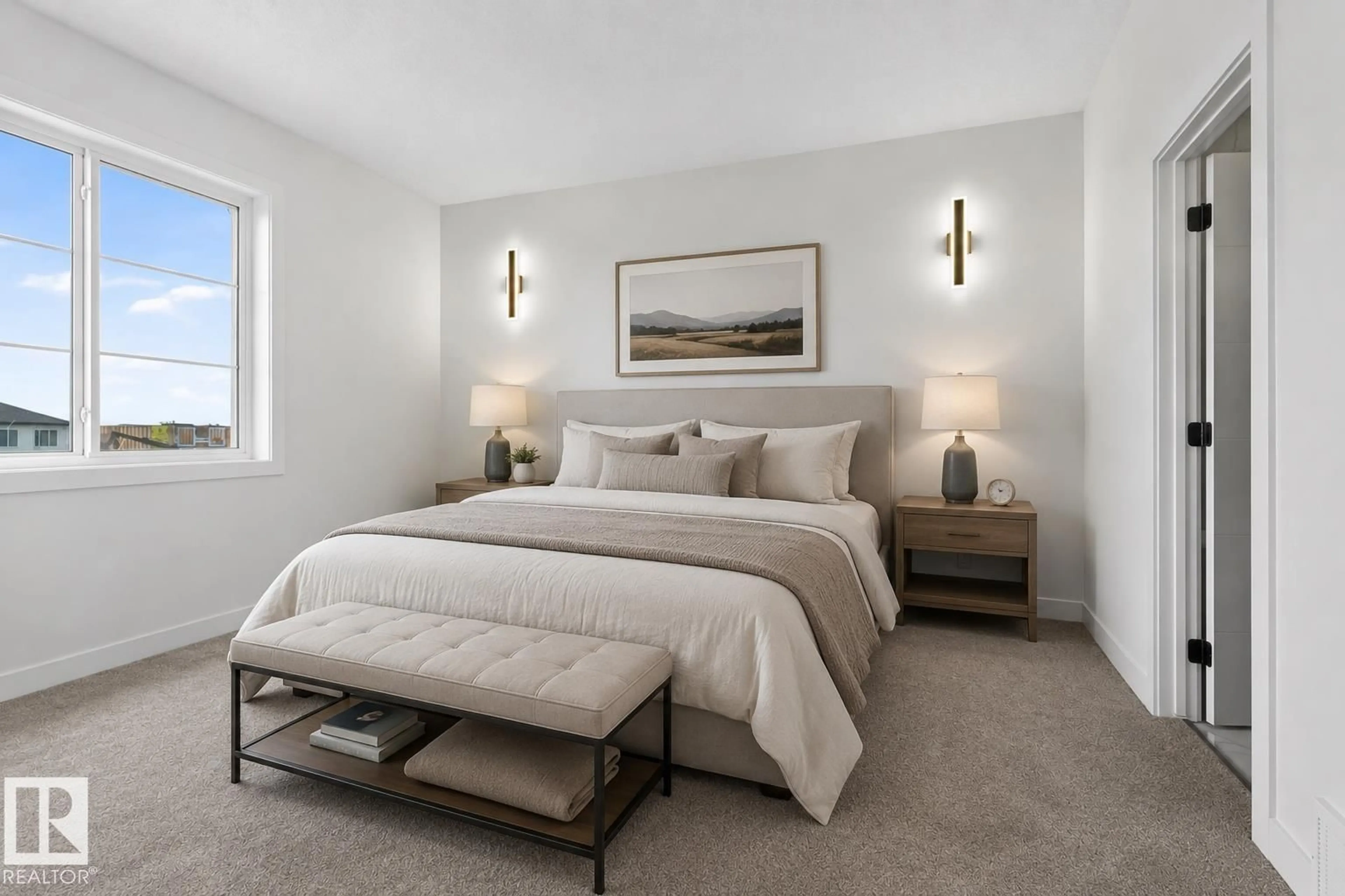 Bedroom with bed, carpet floor for 1911 48 ST, Edmonton Alberta T6X3N3
