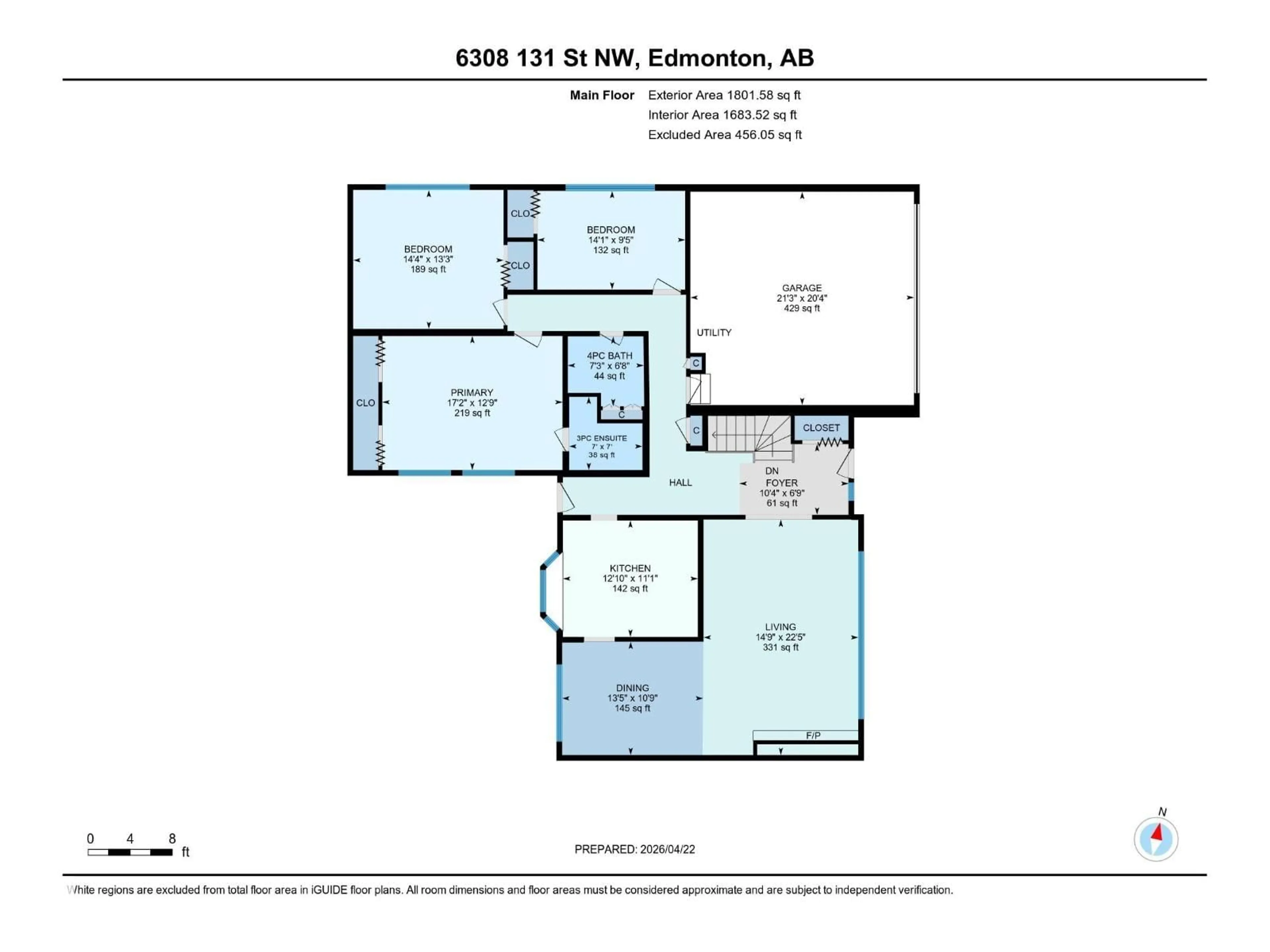 Floor plan for 6308 131 ST NW, Edmonton Alberta T6H3Y3