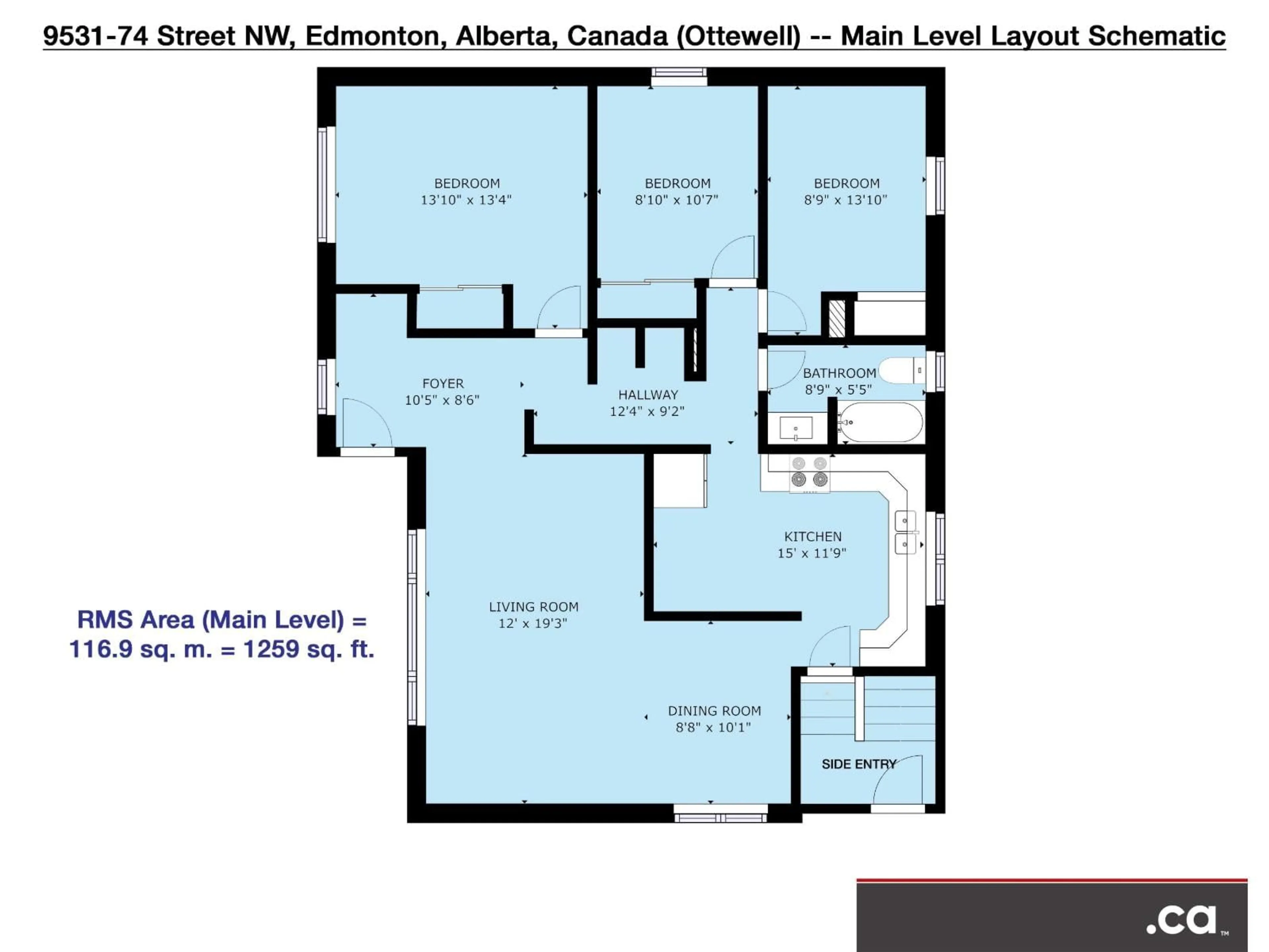 Floor plan for 9531 74 ST, Edmonton Alberta T6B2B7