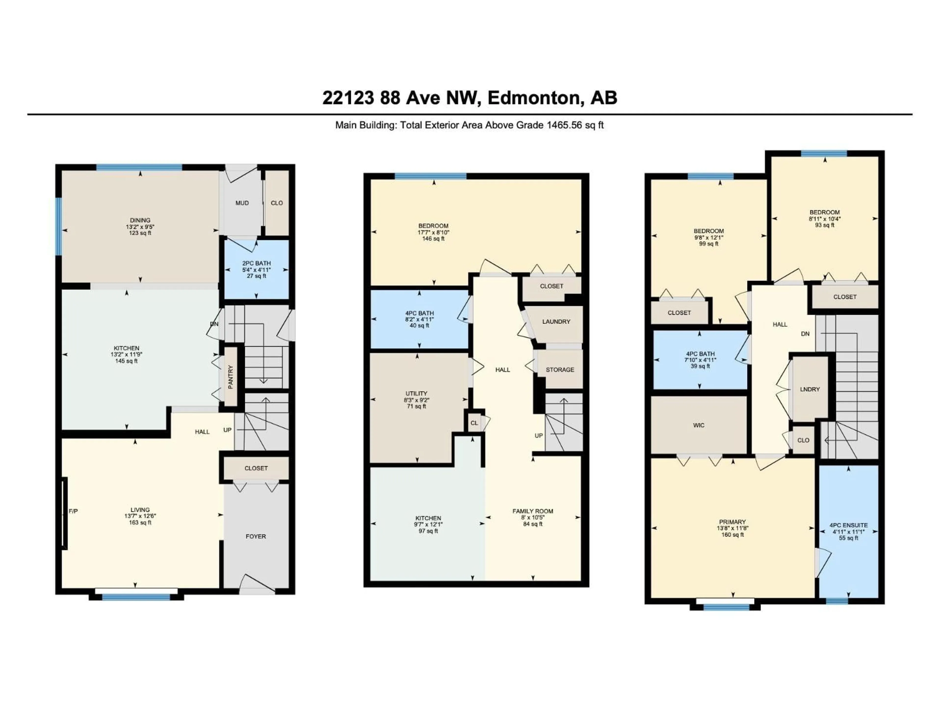 Floor plan for 22123 88 AV, Edmonton Alberta T5T7H3