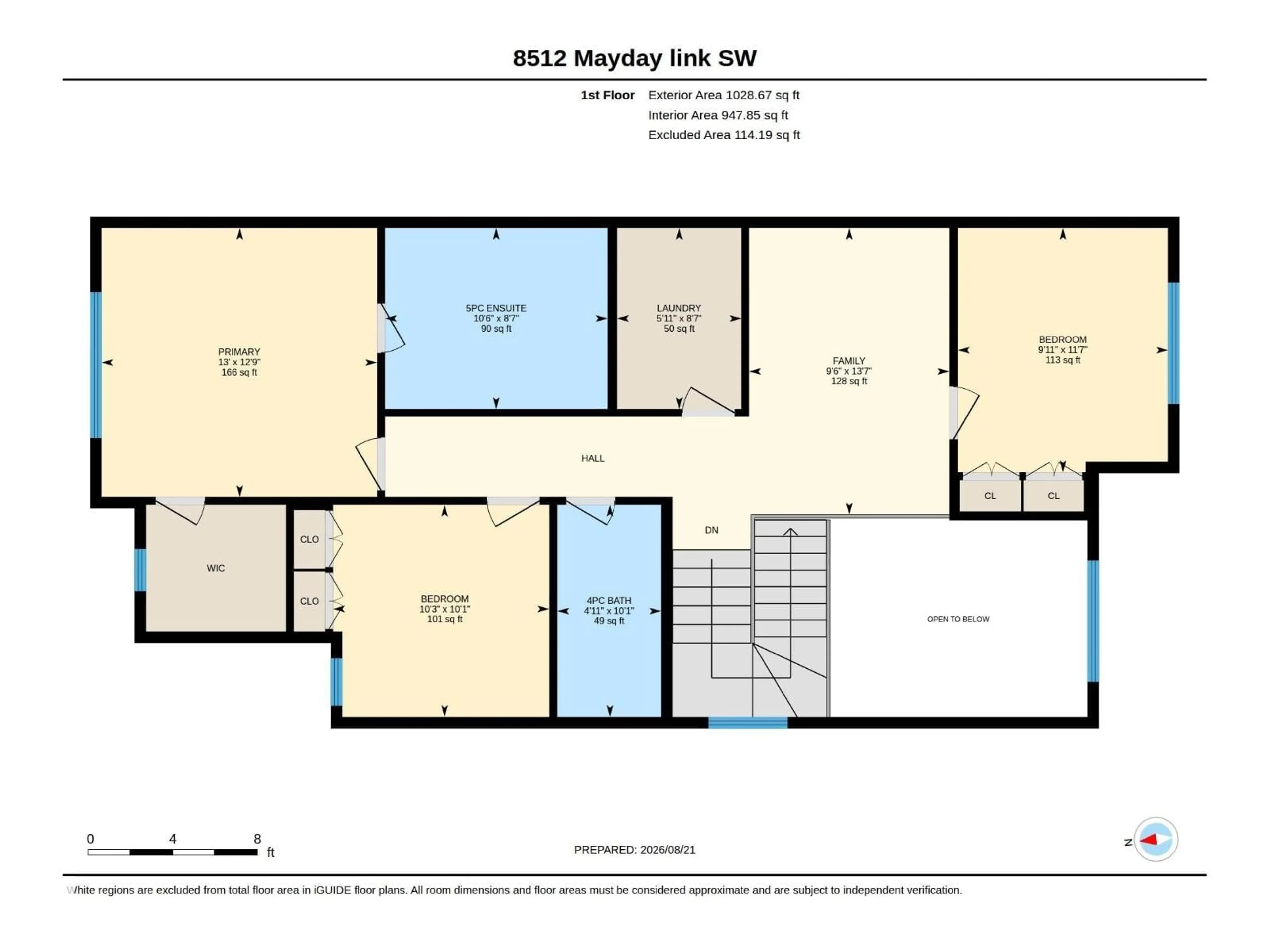 Floor plan for SW - 8512 MAYDAY RU, Edmonton Alberta T6X3E6