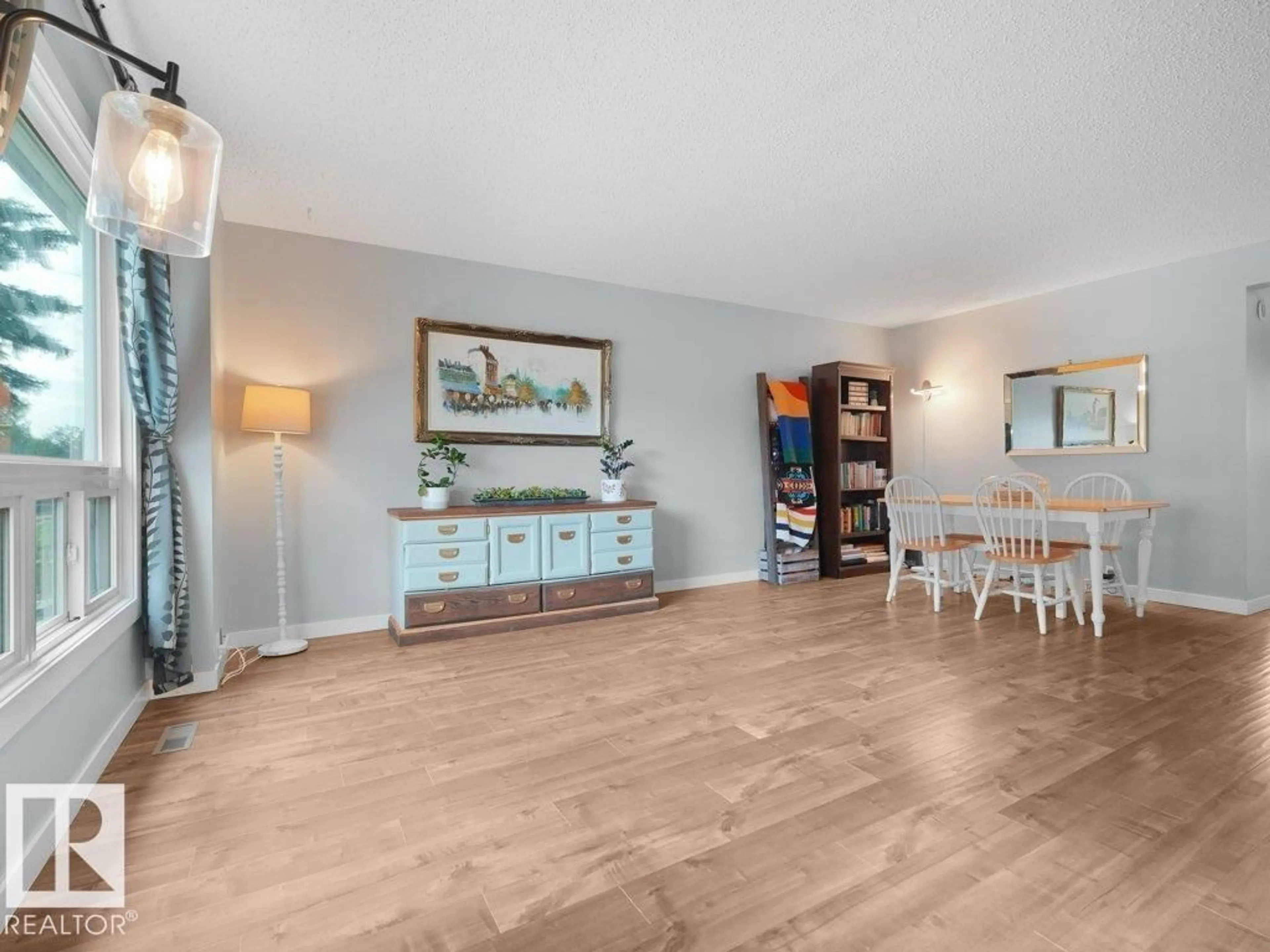 Living room with furniture, wood/laminate floor for #54 - 2131 OAK ST, Sherwood Park Alberta T8A4W9