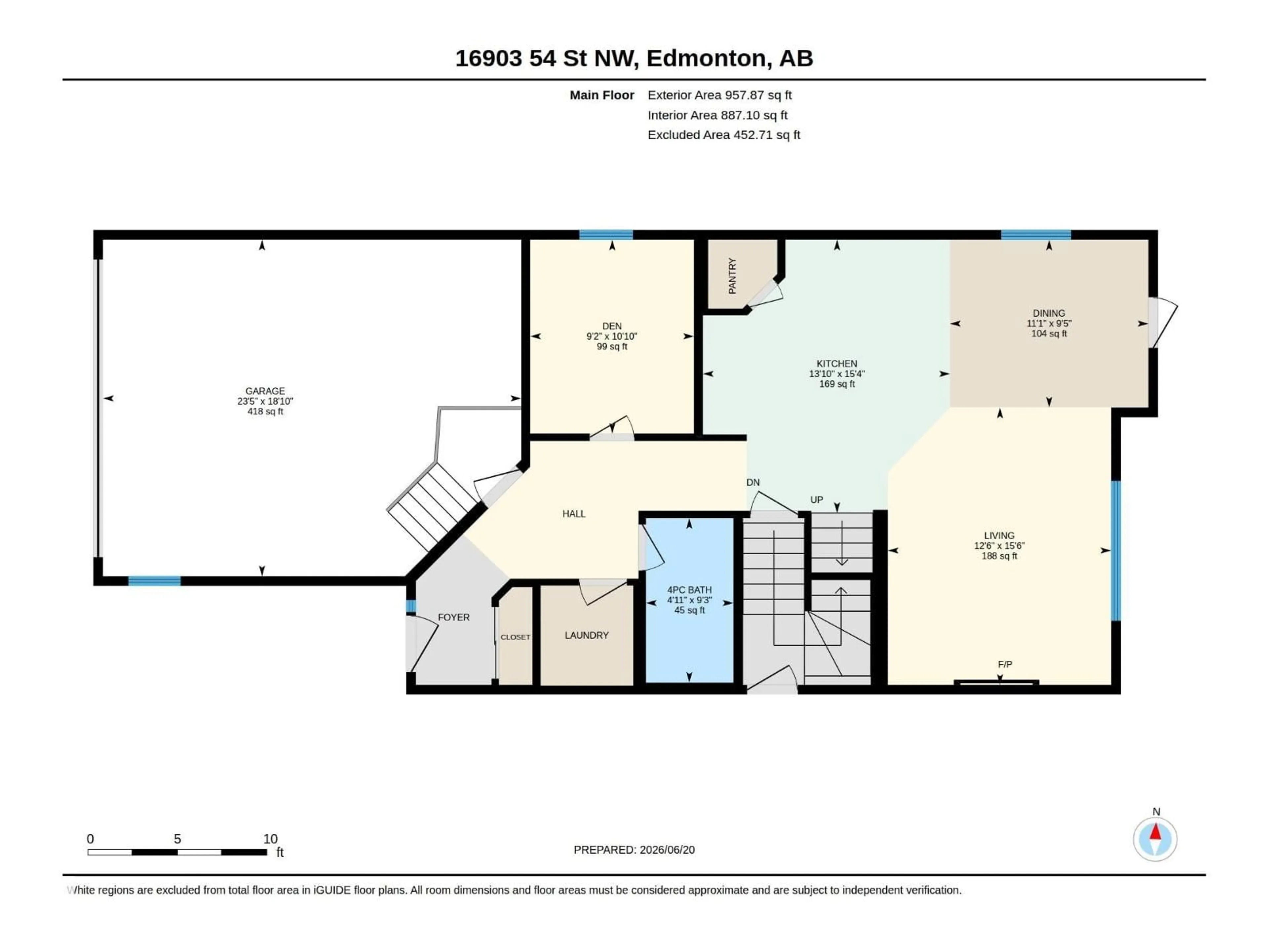 Floor plan for NW - 16903 54 ST, Edmonton Alberta T5Y0R2