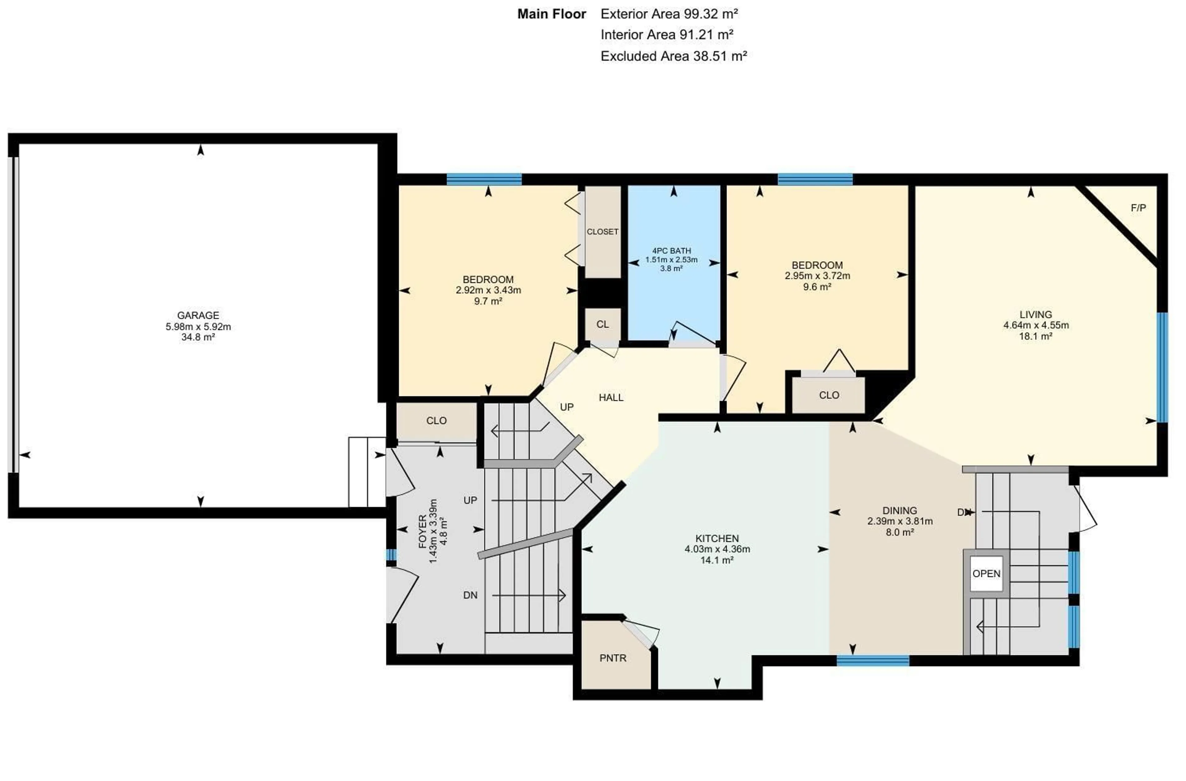 Floor plan for 411 86 ST, Edmonton Alberta T6X1G3
