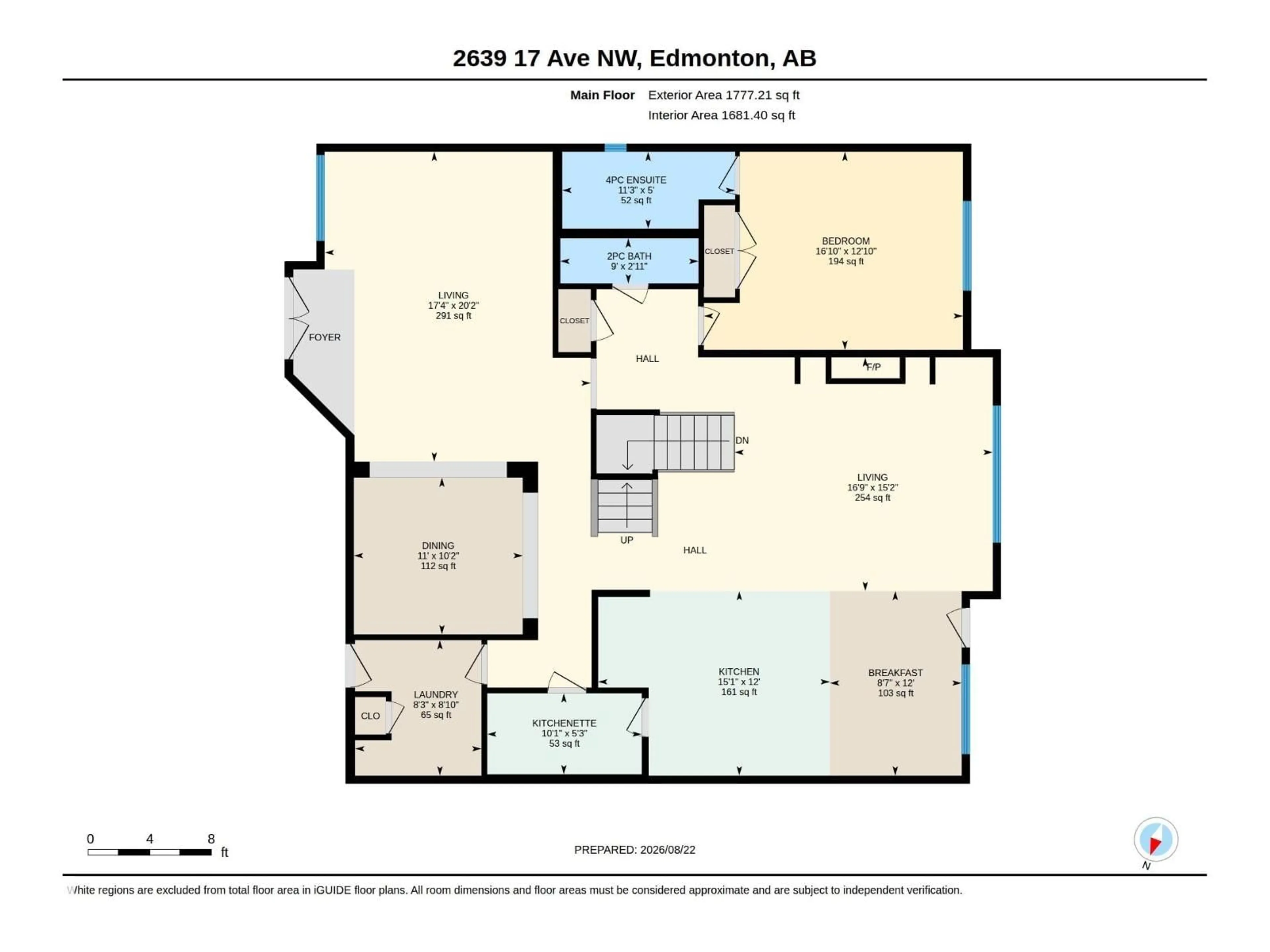 Floor plan for 2639 17 AV, Edmonton Alberta T6T2G6