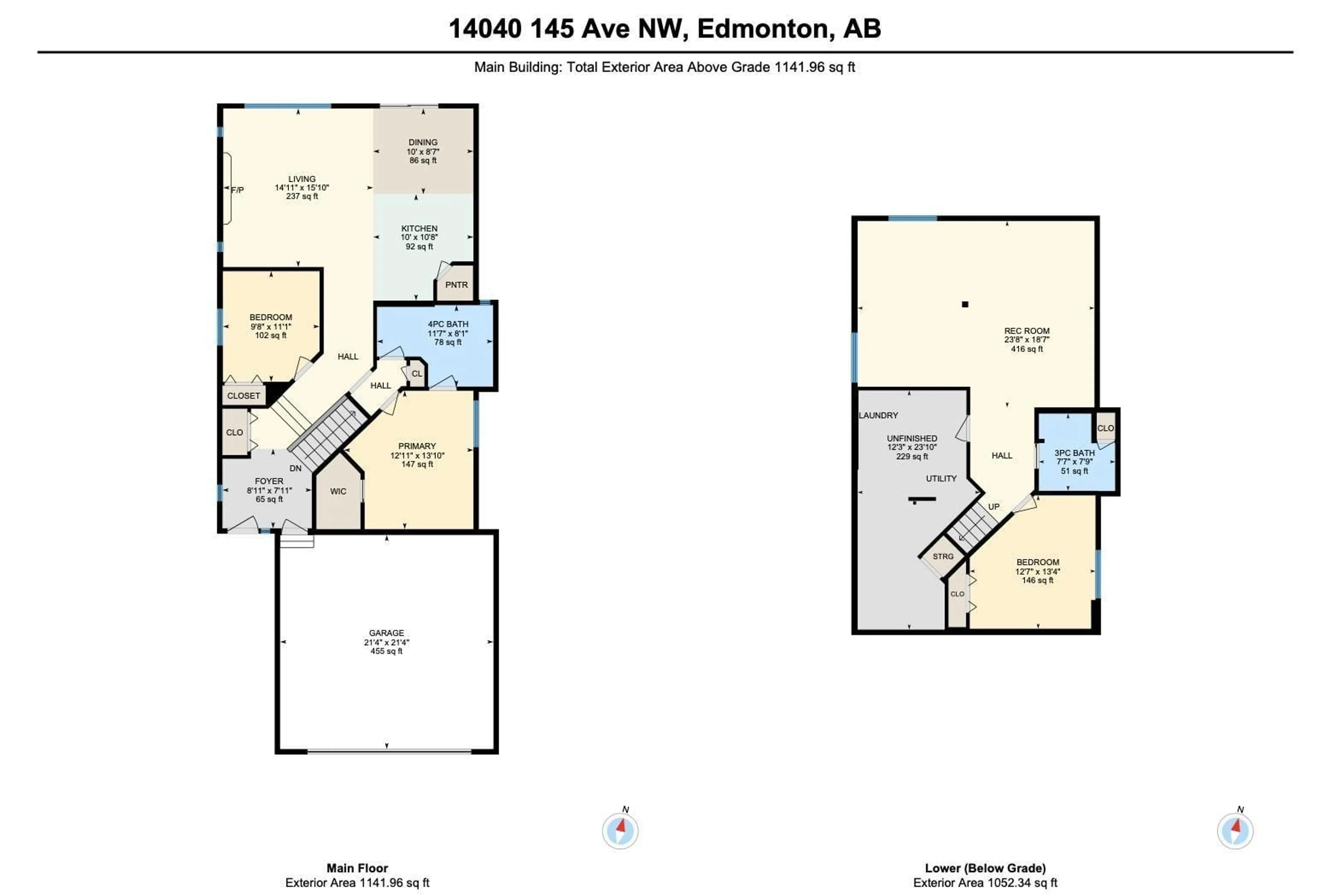 Floor plan for 14040 145 AV, Edmonton Alberta T6V1Y2