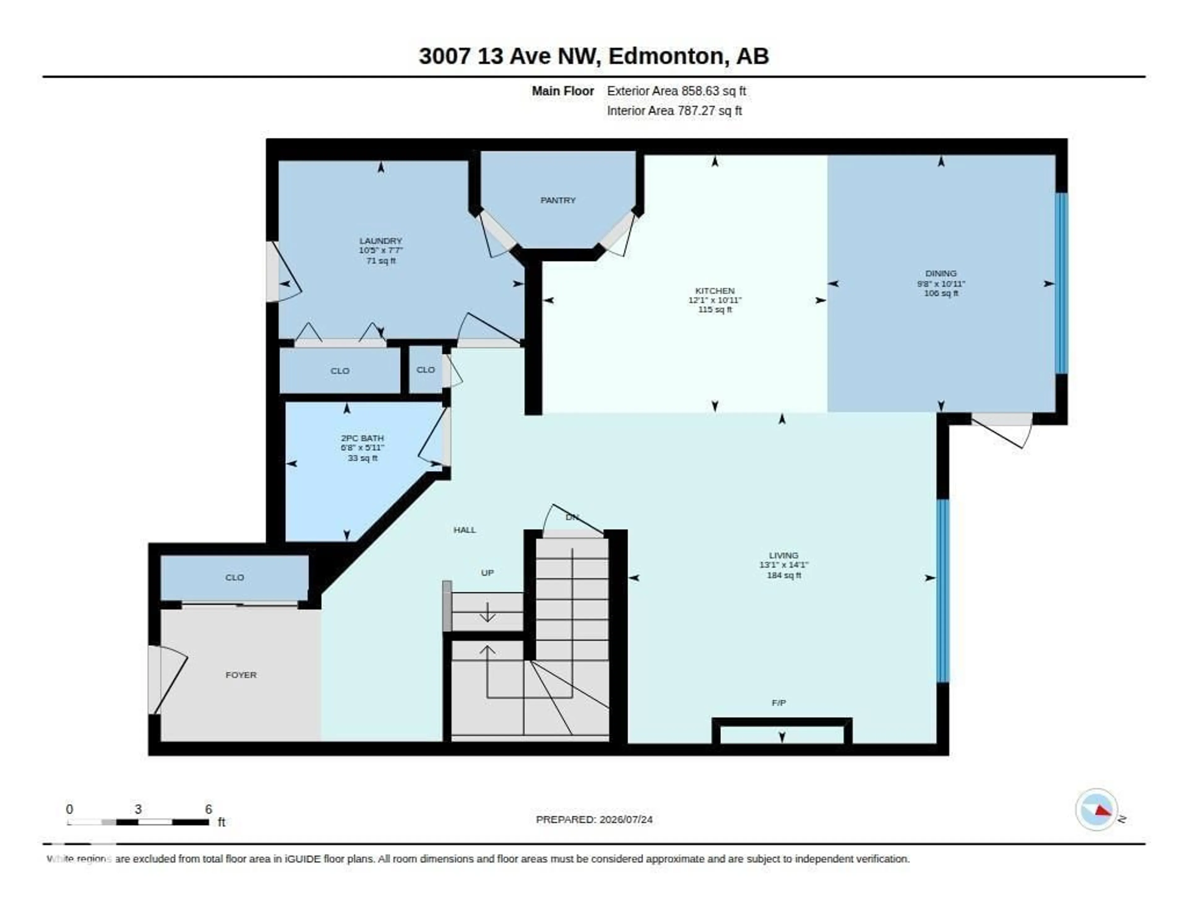 Floor plan for 3007 13 AV, Edmonton Alberta T6T0Z3