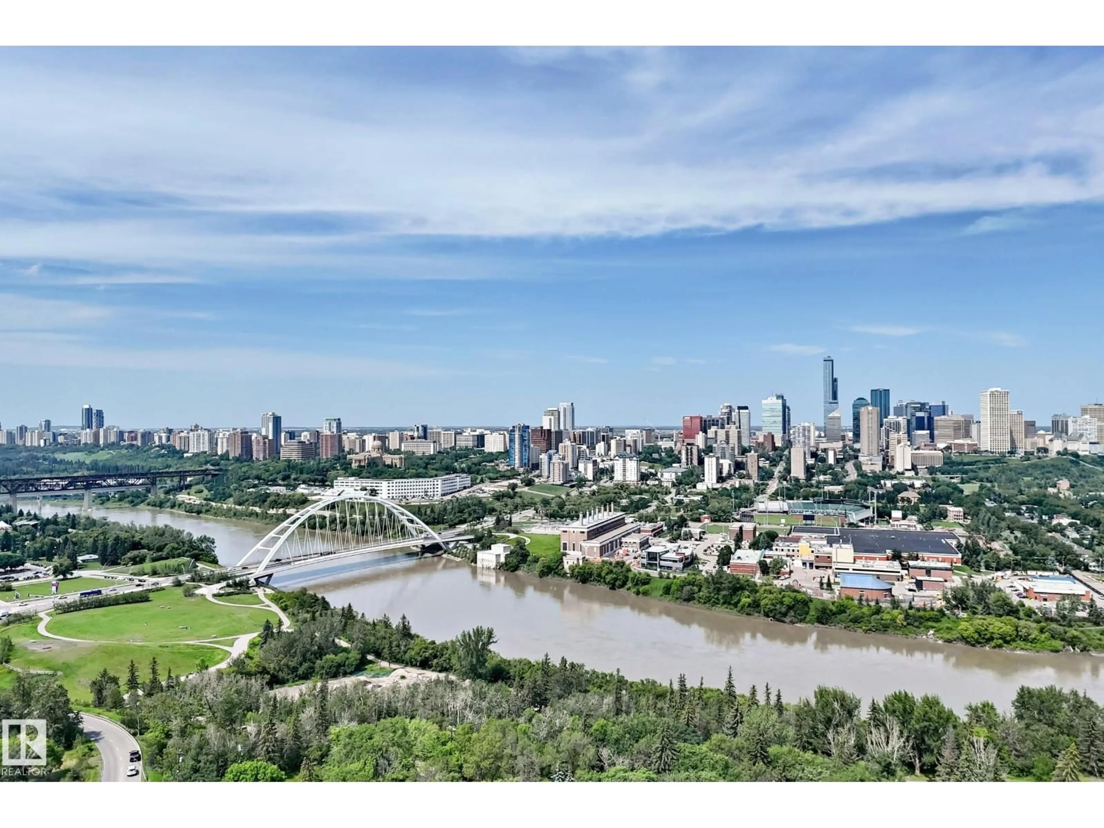 A pic from outside/outdoor area/front of a property/back of a property/a pic from drone, water/lake/river/ocean view for 8728 - 606 GATEWAY BV, Edmonton Alberta T6E6K3