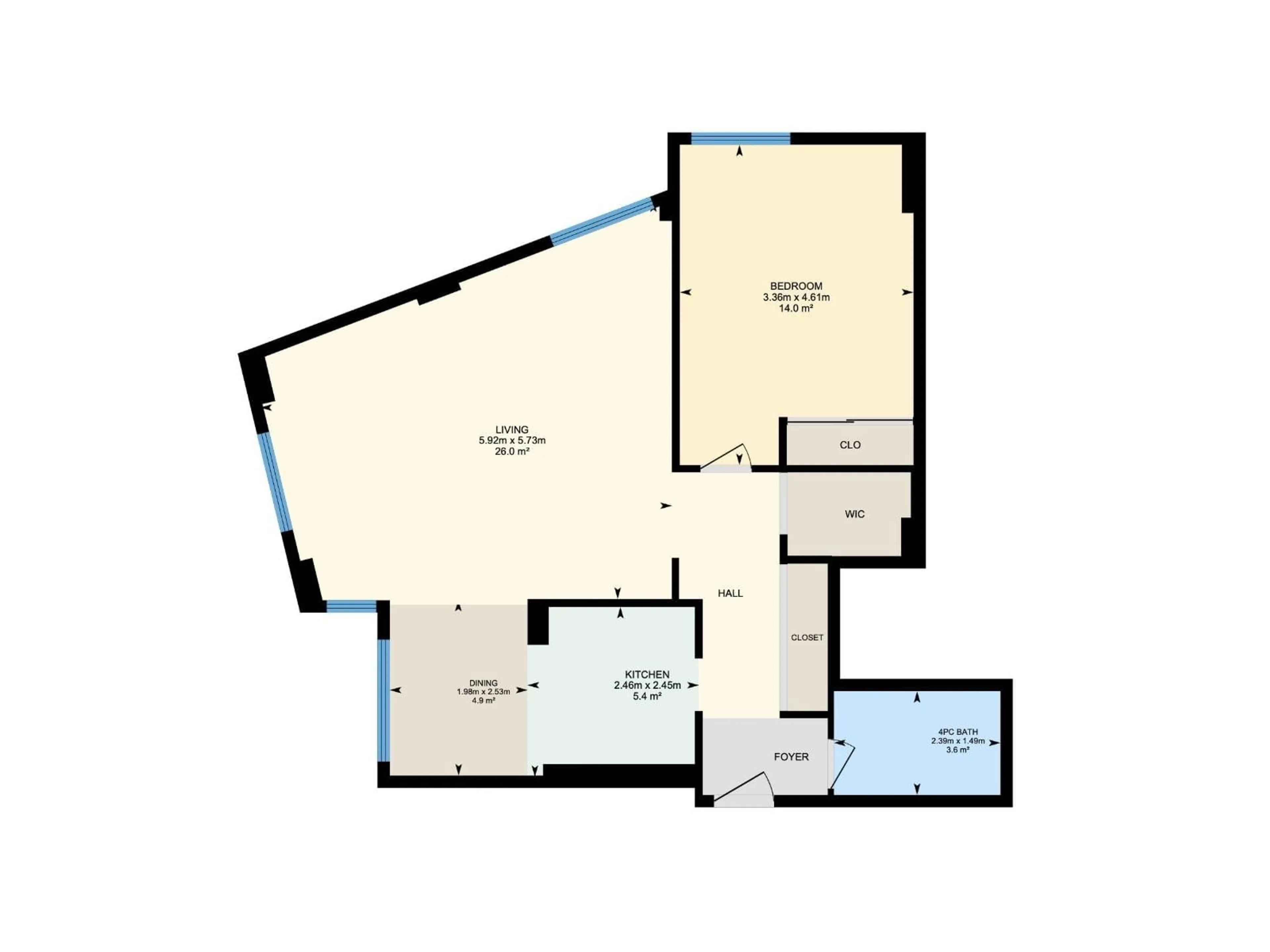 Floor plan for #1601 - 12141 JASPER AV, Edmonton Alberta T5N3X8