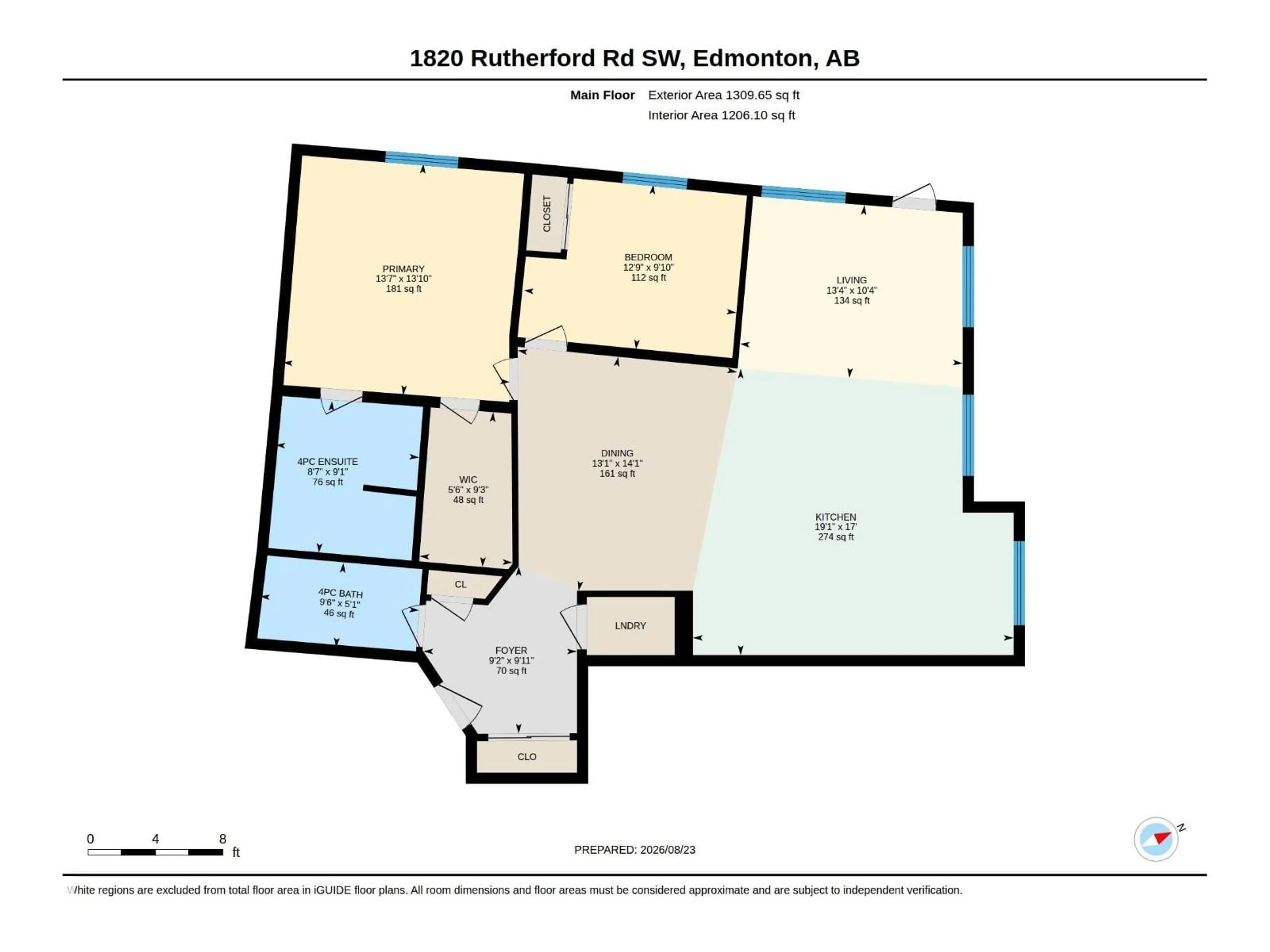 Floor plan for #110 - 1820 RUTHERFORD RD, Edmonton Alberta T6W2K6