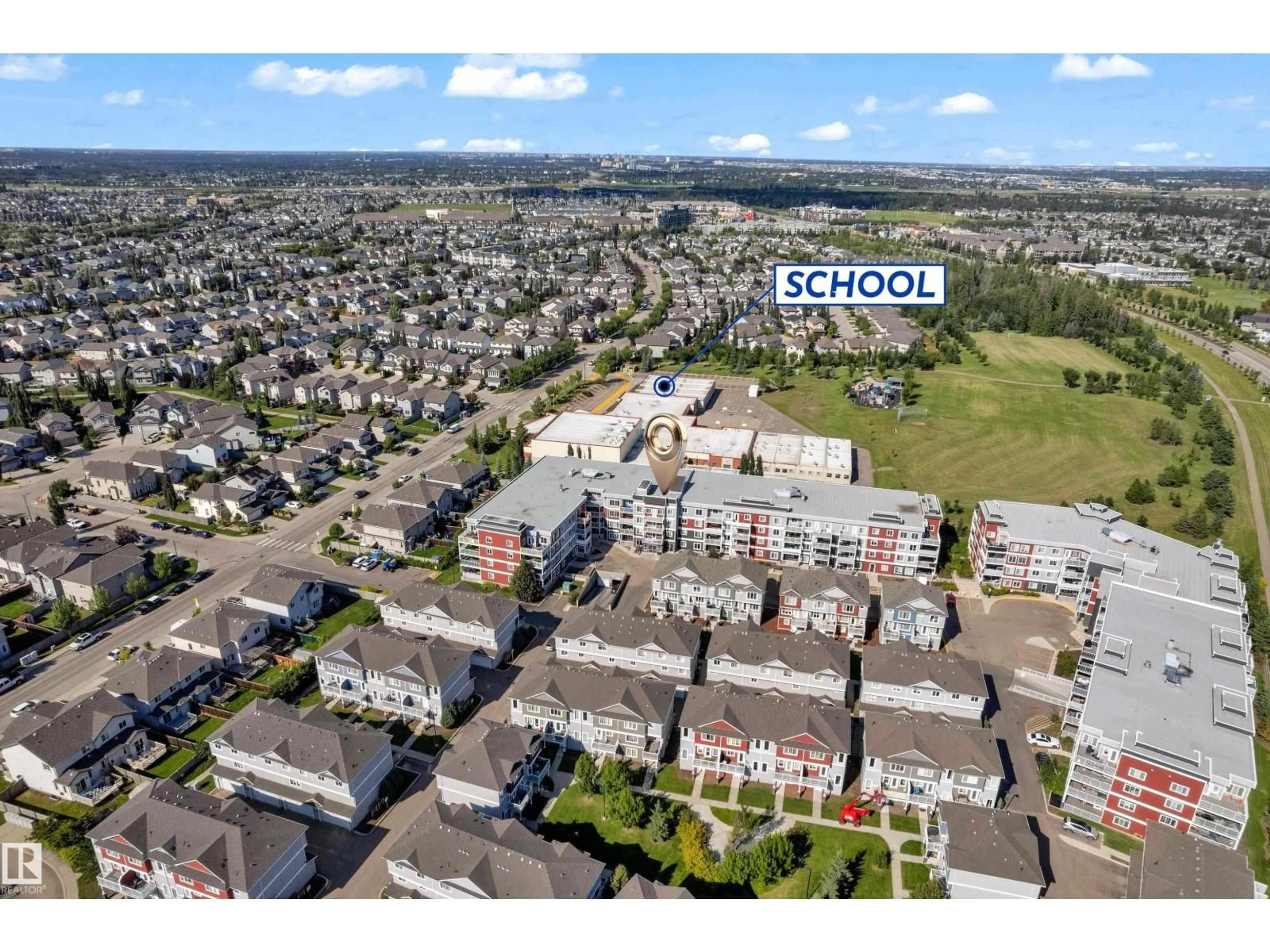 A pic from outside/outdoor area/front of a property/back of a property/a pic from drone, street for #110 - 1820 RUTHERFORD RD, Edmonton Alberta T6W2K6