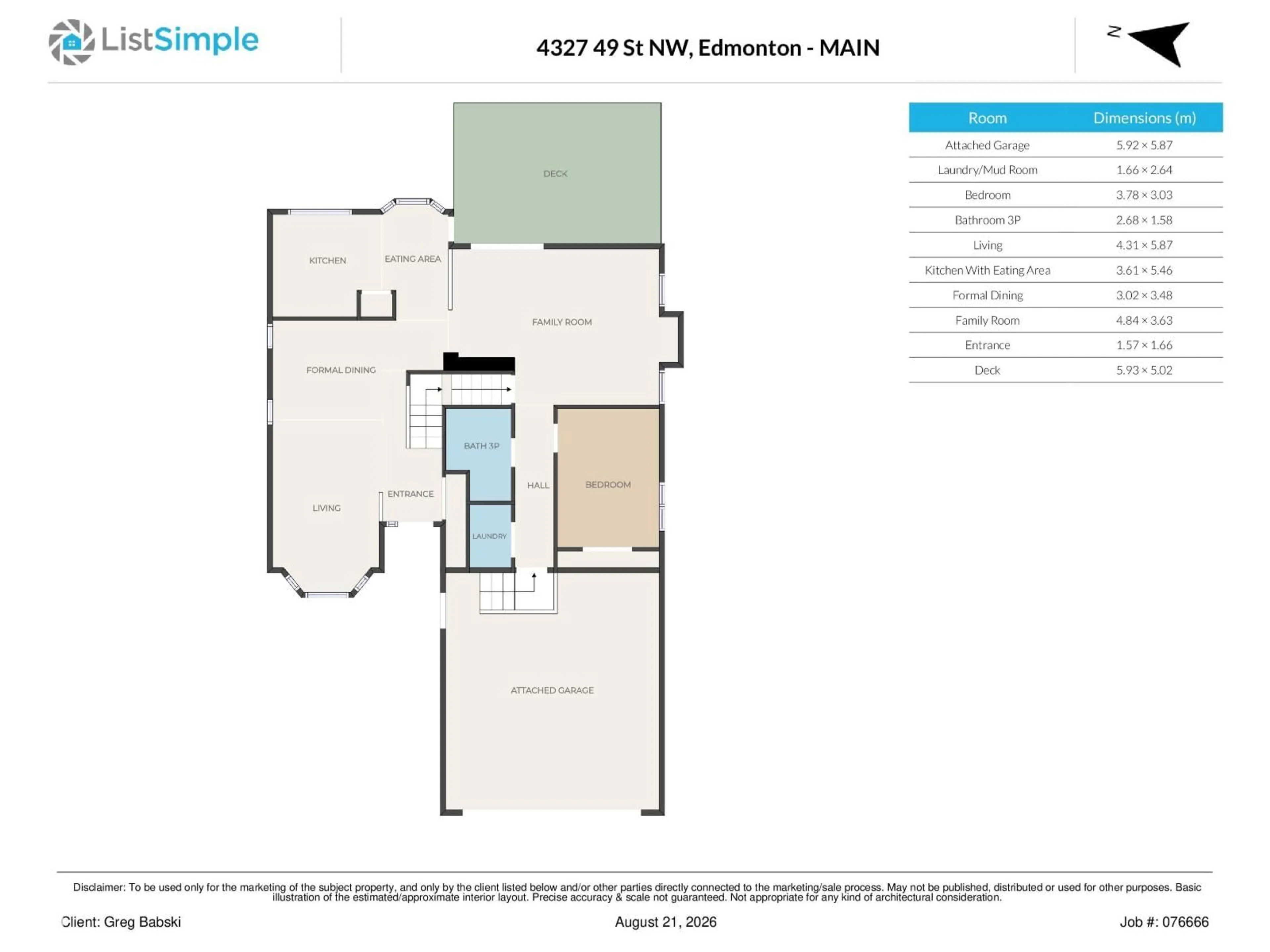 Floor plan for NW - 4327 49 ST, Edmonton Alberta T6L6J5
