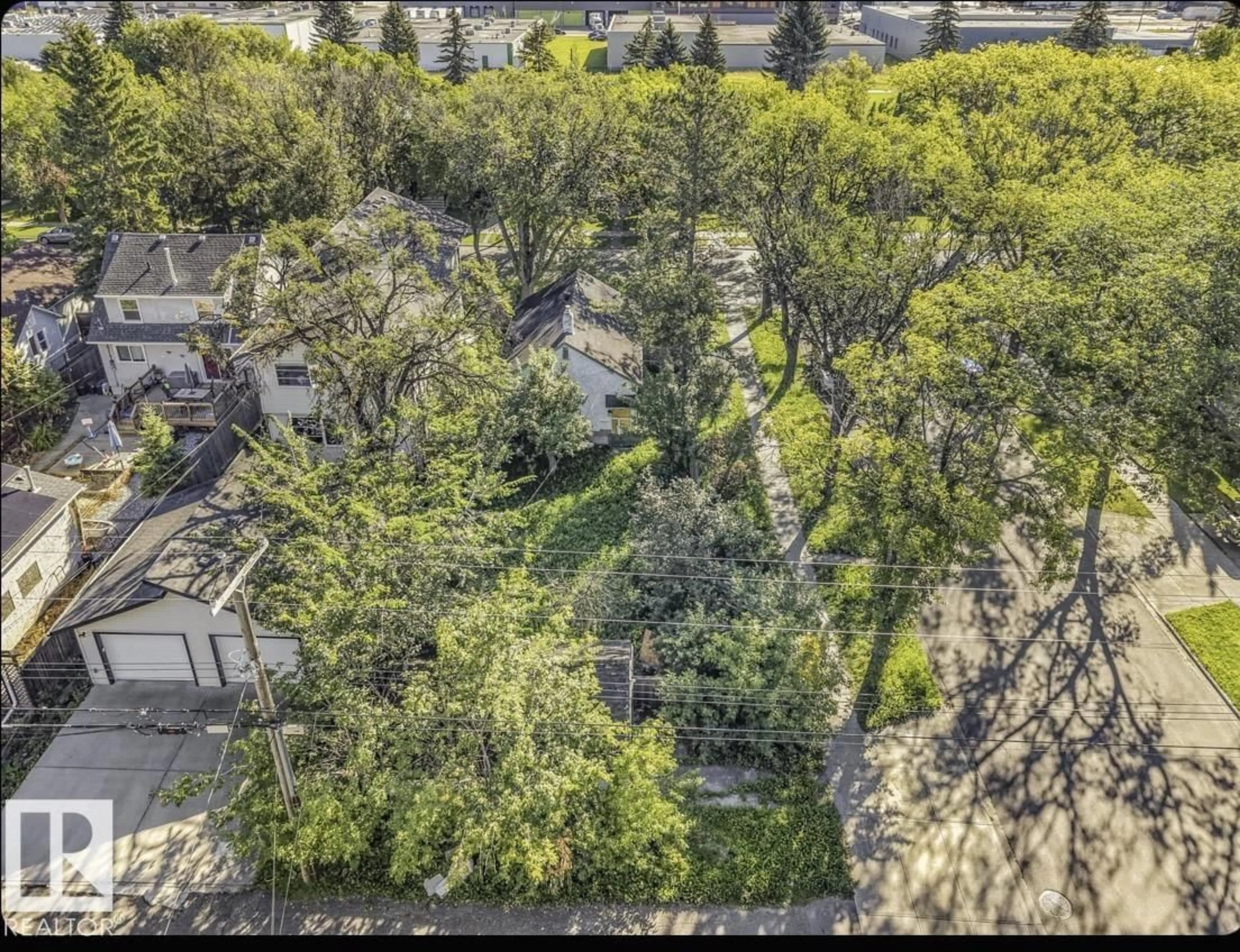 A pic from outside/outdoor area/front of a property/back of a property/a pic from drone, forest/trees view for NW - 11502 122 ST, Edmonton Alberta T5M0C1