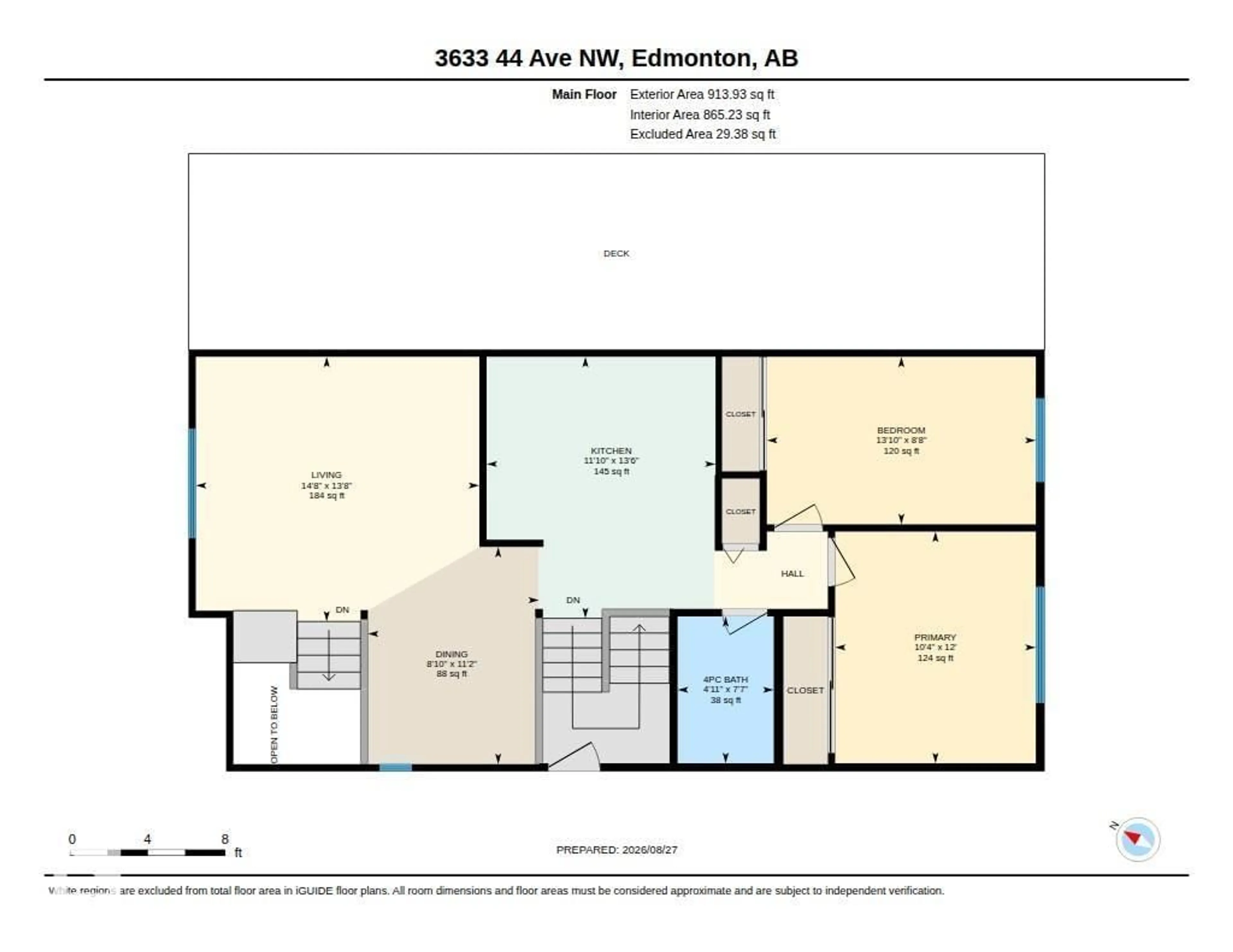 Floor plan for 3633 44 AV, Edmonton Alberta T6L5M5