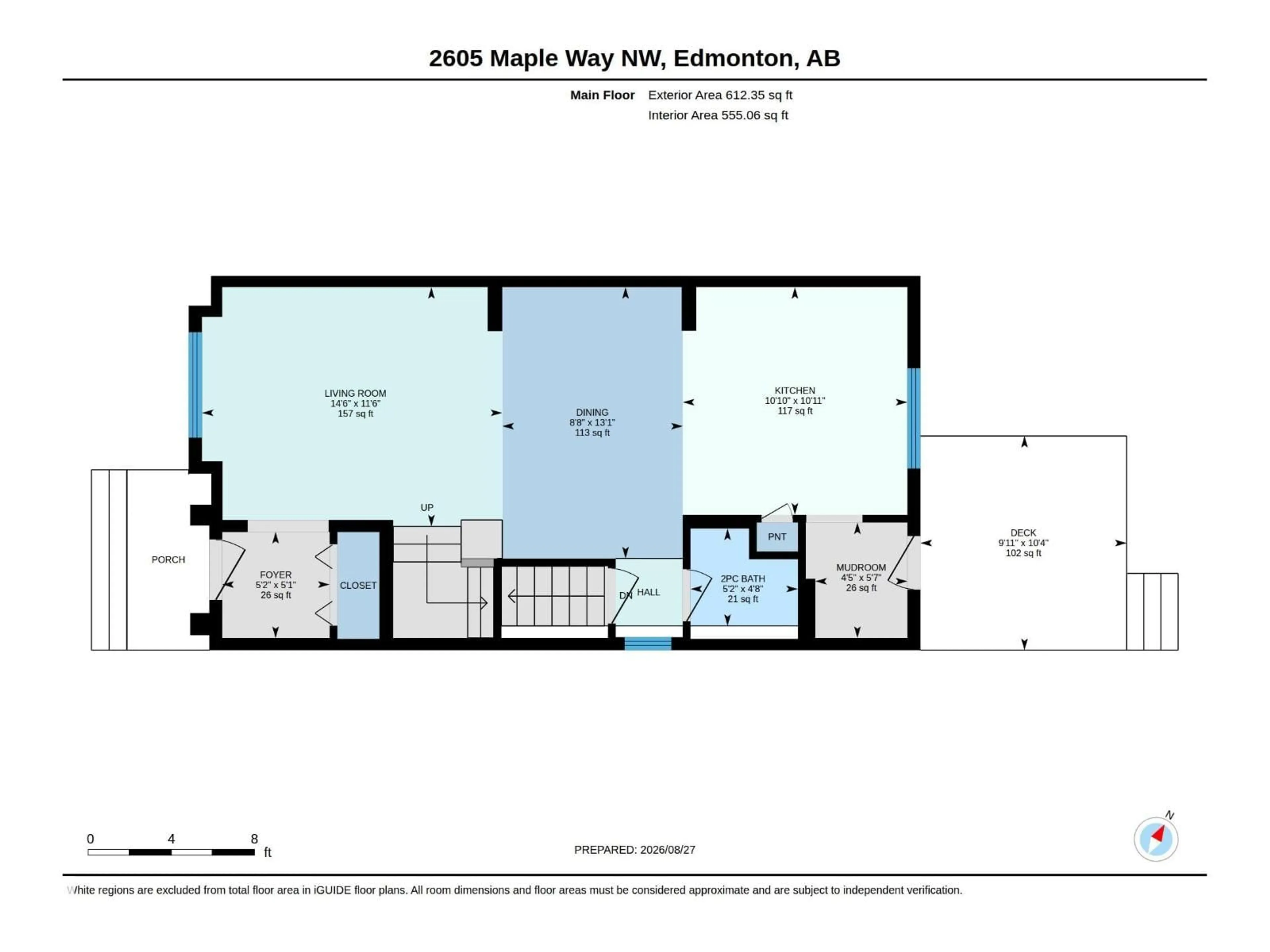 Floor plan for 2605 MAPLE WY, Edmonton Alberta T6T2K1