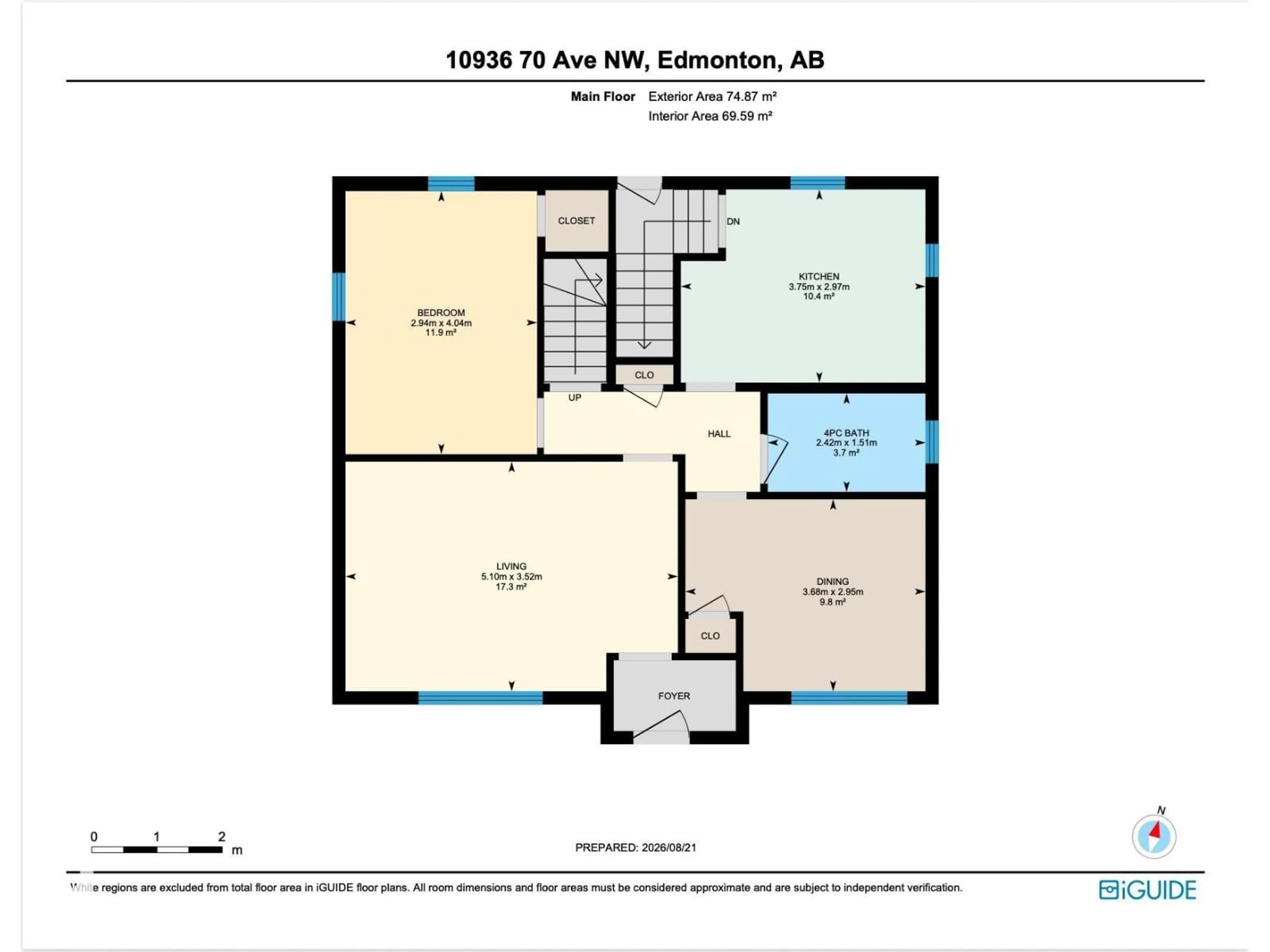 Floor plan for NW - 10936 70 AV, Edmonton Alberta T6H2G6