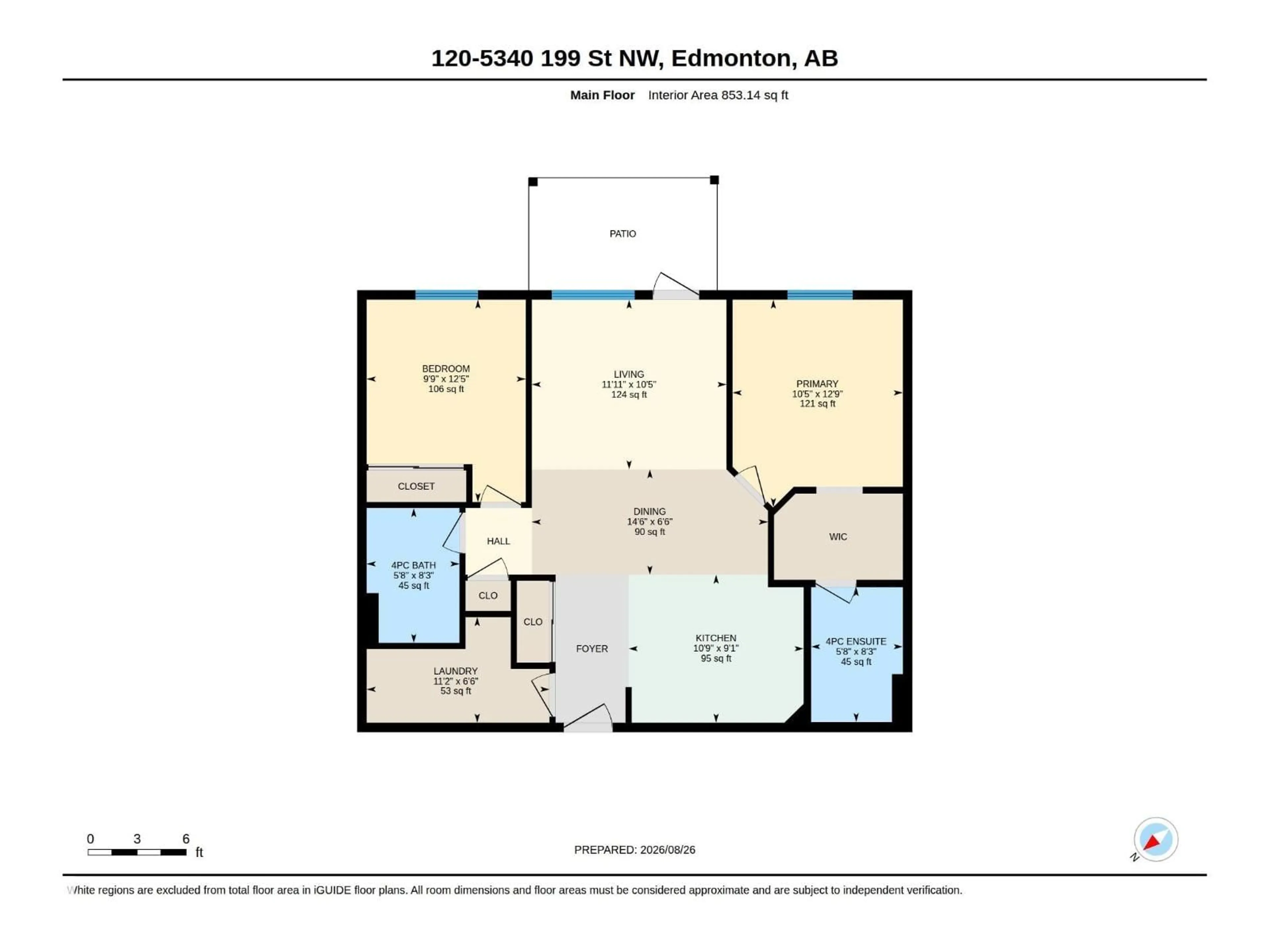 Floor plan for 120 5340 199 ST NW, Edmonton Alberta T6M0A5