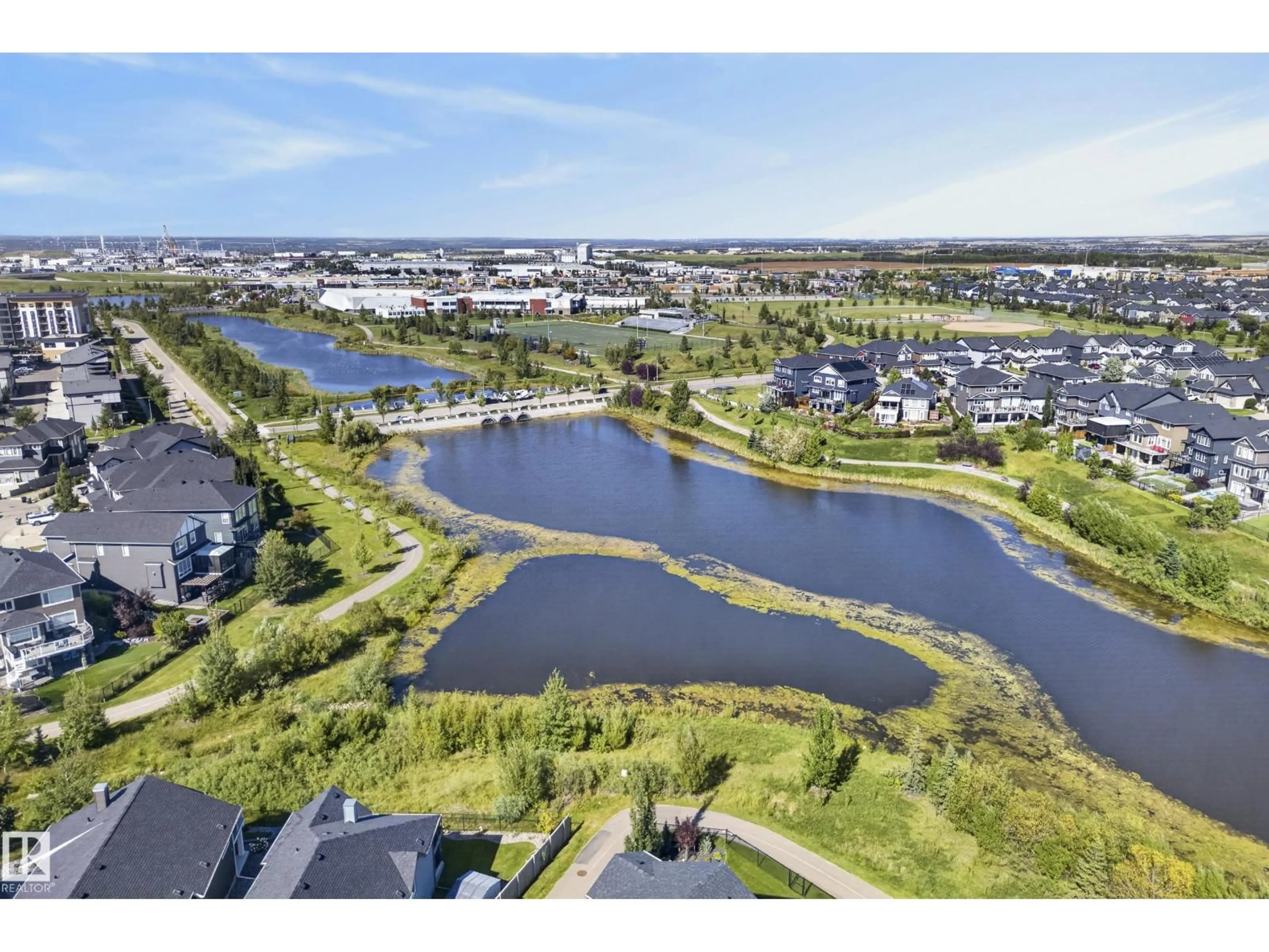 A pic from outside/outdoor area/front of a property/back of a property/a pic from drone, water/lake/river/ocean view for 117 ABERDEEN CR, Sherwood Park Alberta T8H0X3