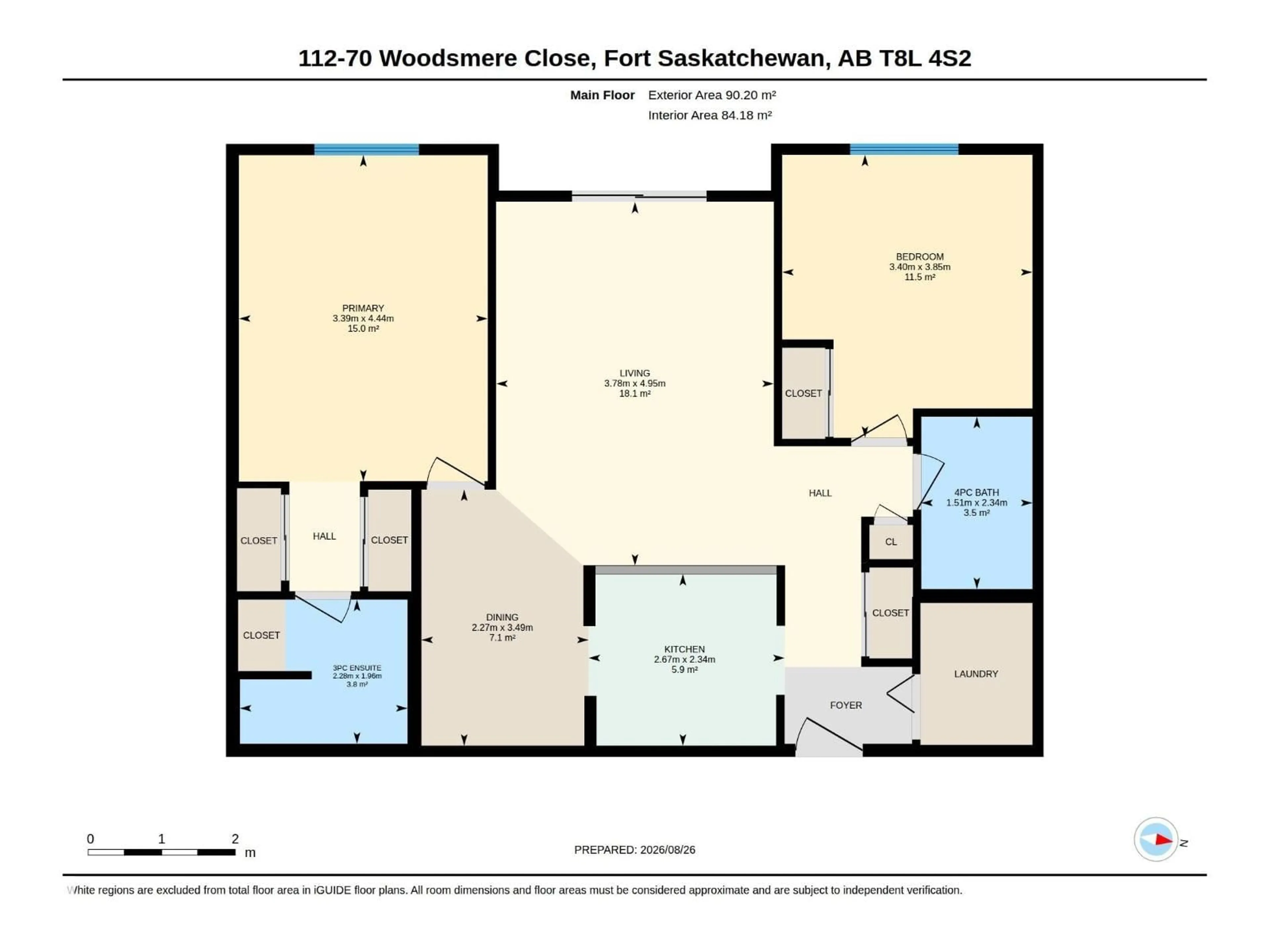Floor plan for 70 - 112 WOODSMERE CL, Fort Saskatchewan Alberta T8L4R8