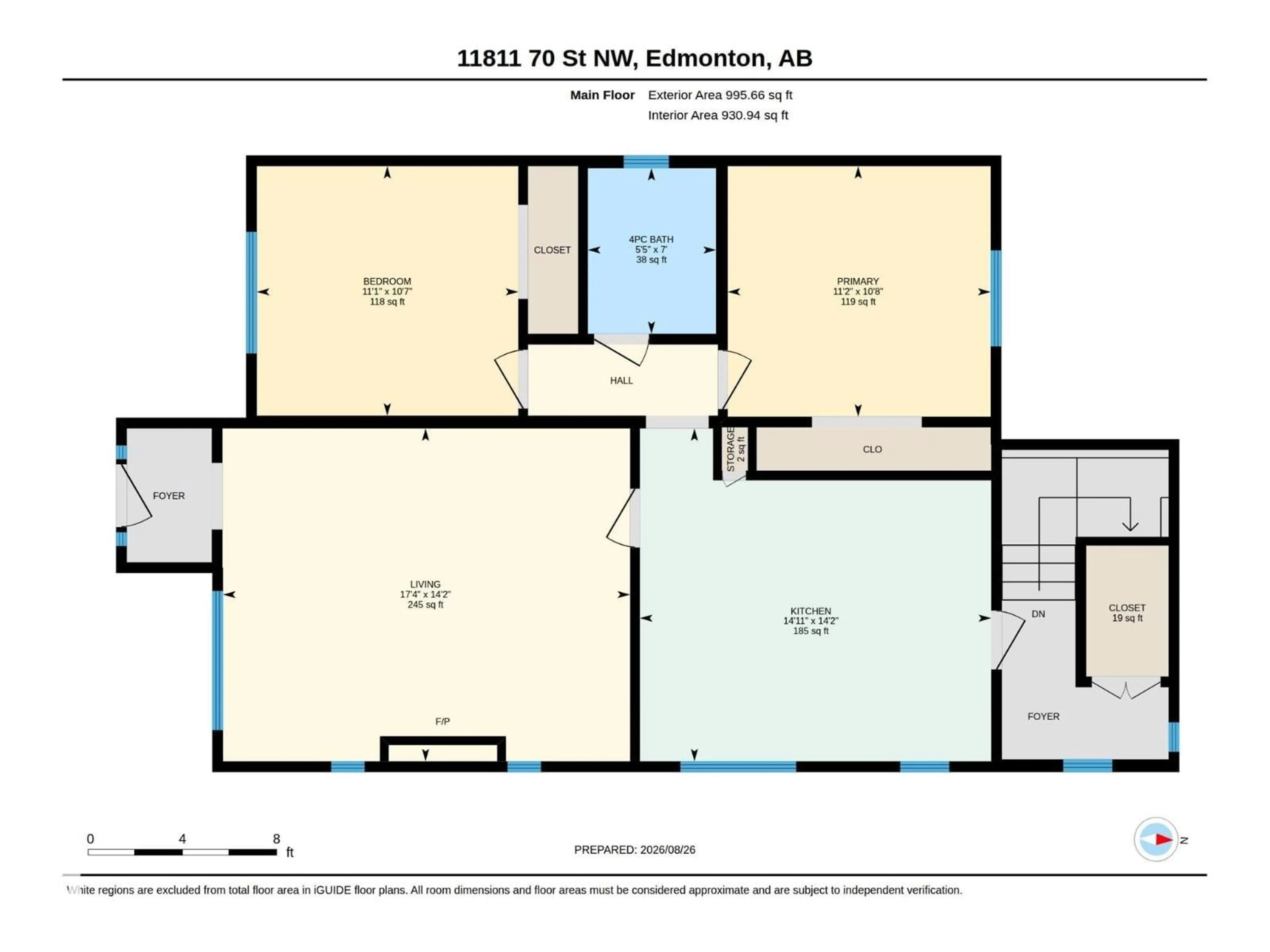 Floor plan for 11811 70 ST, Edmonton Alberta T5B1T8