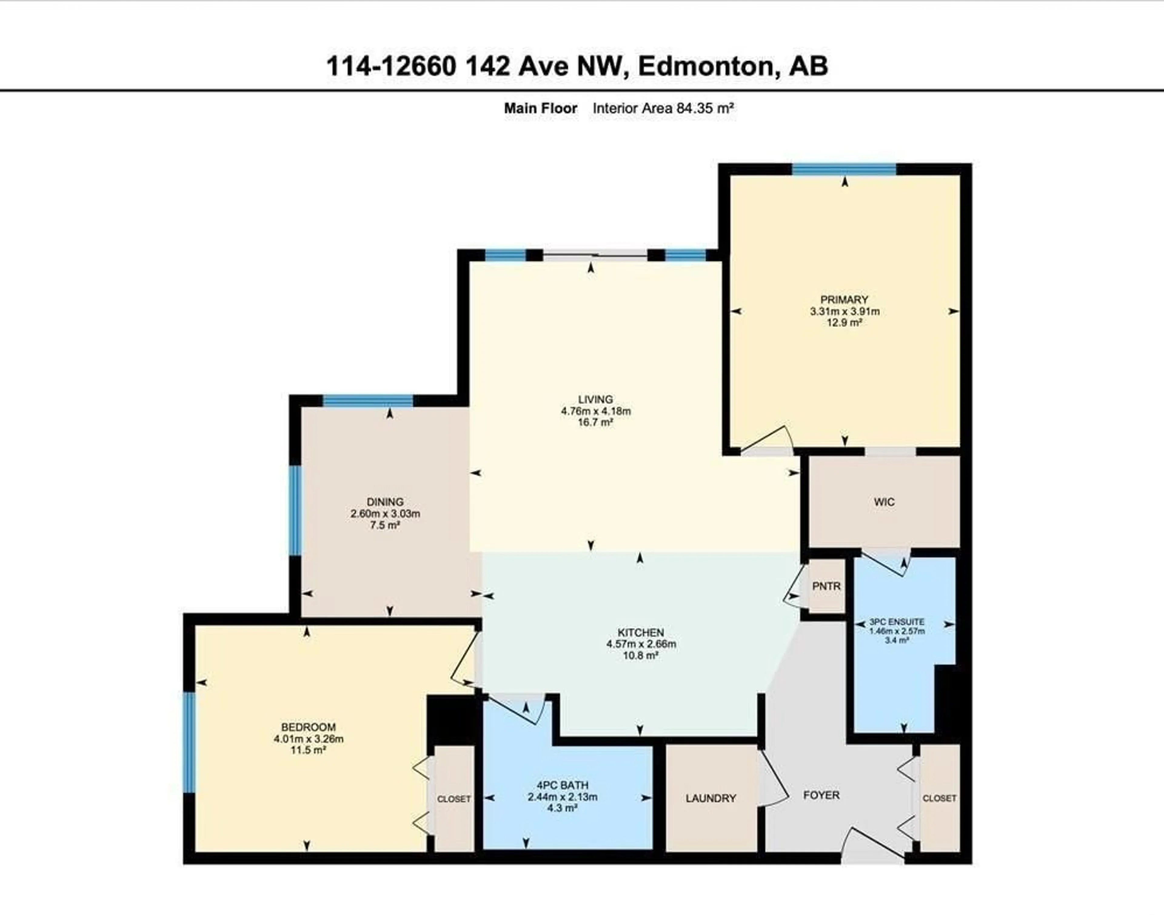 Floor plan for #114 - 12660 142 AV, Edmonton Alberta T5X0J5