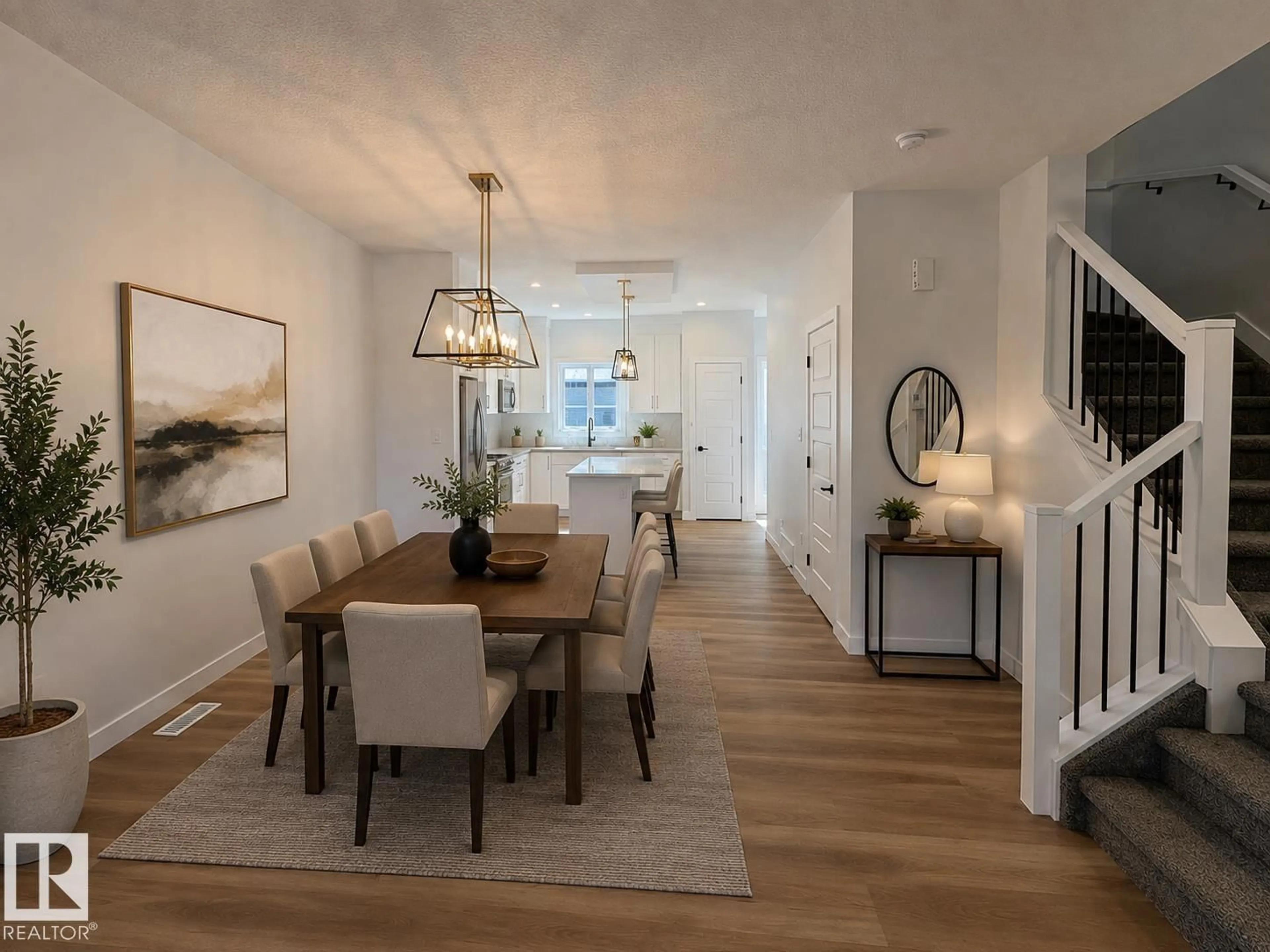 Dining room, wood/laminate floor for 9819 107A AV, Morinville Alberta T2R2R8