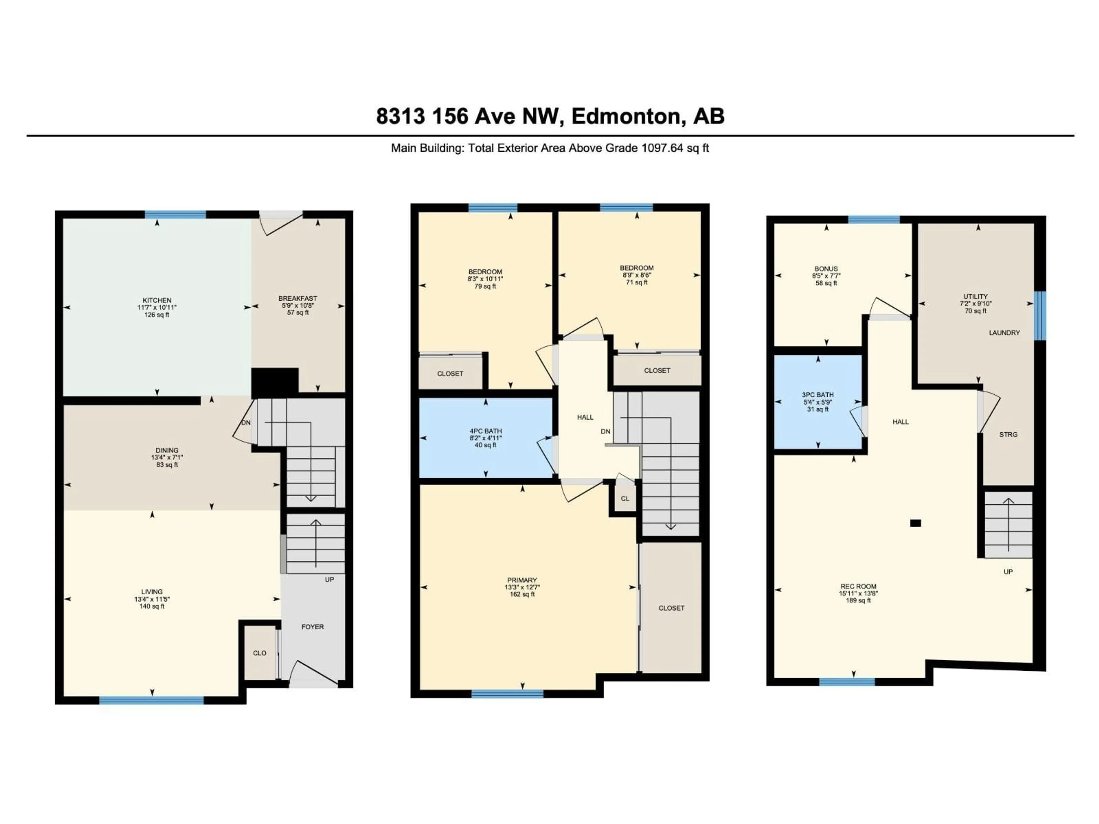 Floor plan for 8313 156 AV, Edmonton Alberta T5Z2R3