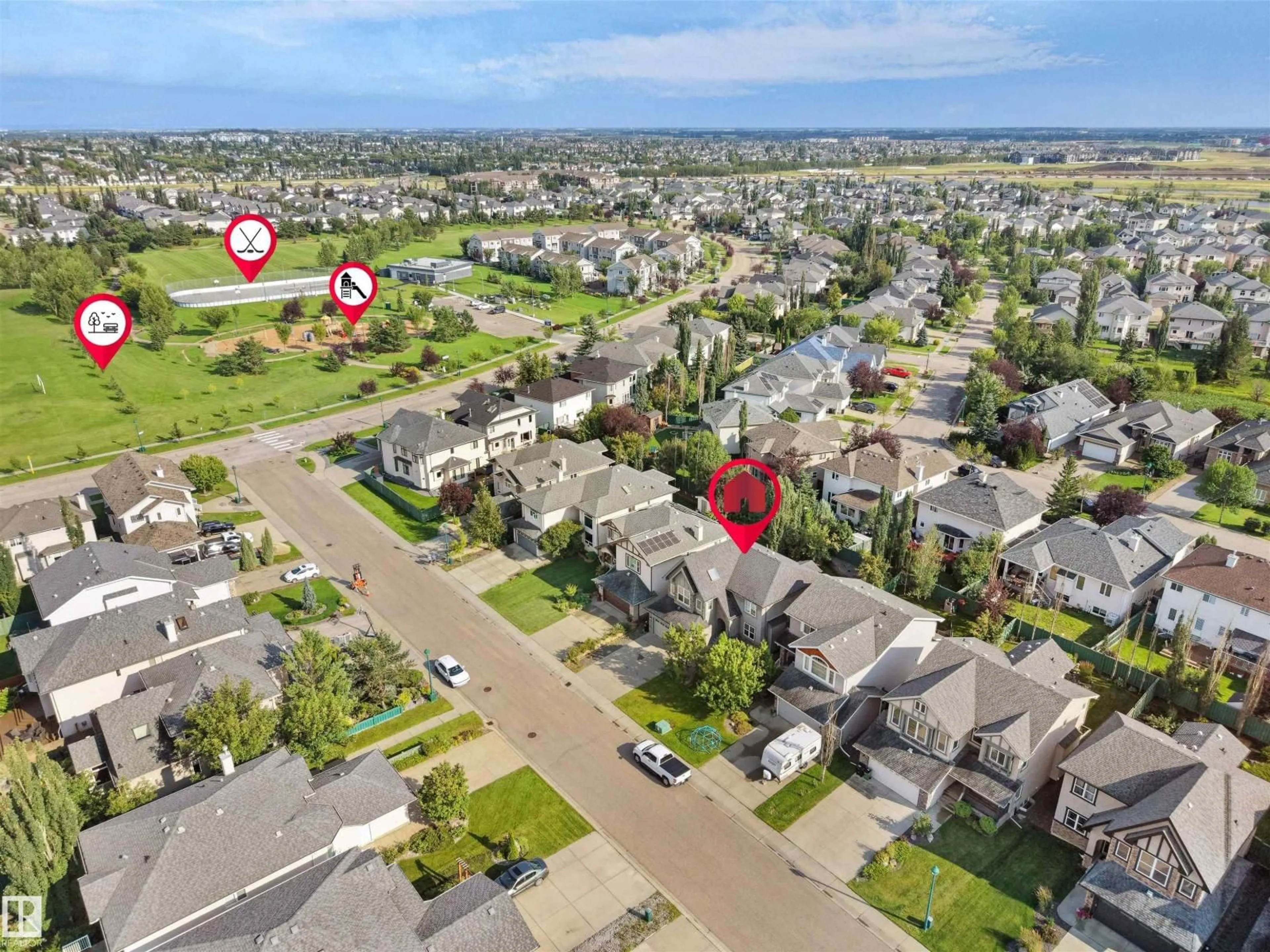 A pic from outside/outdoor area/front of a property/back of a property/a pic from drone, street for 1682 HECTOR RD, Edmonton Alberta T6R3B8