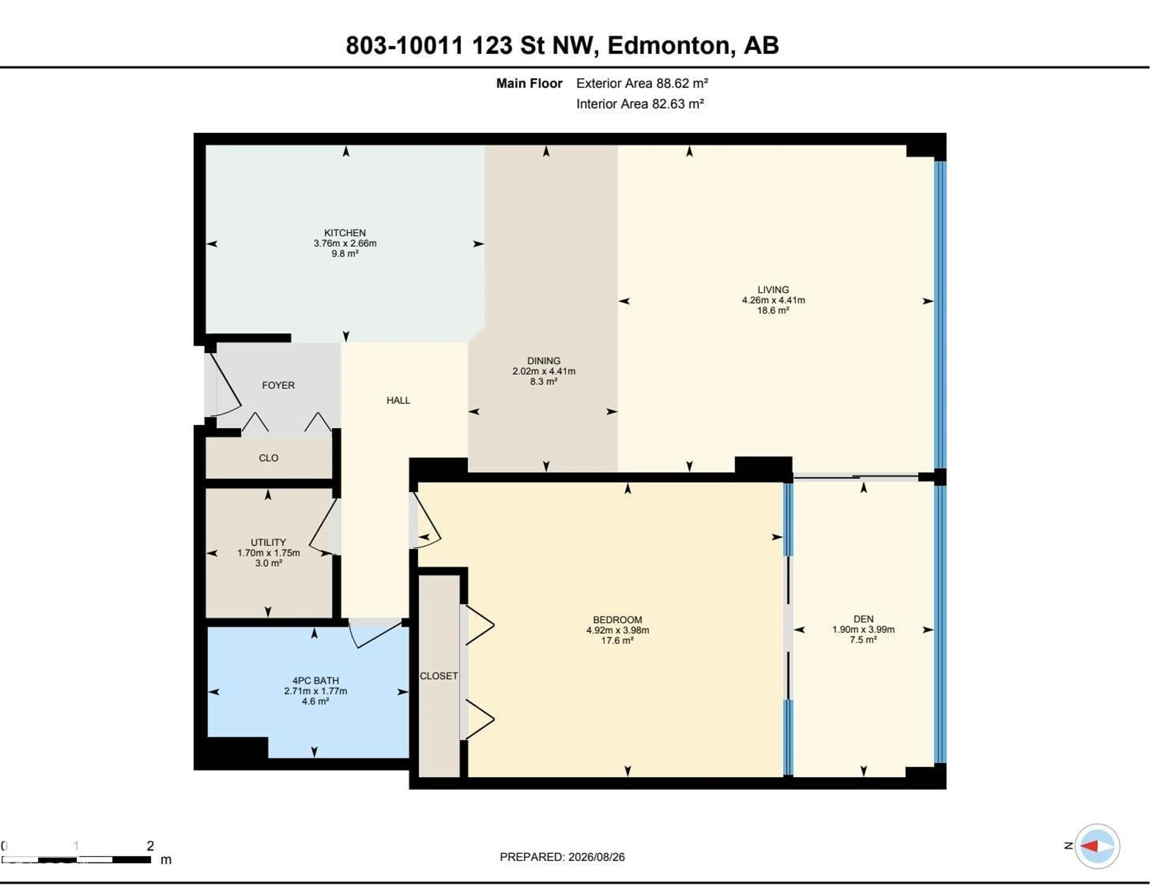 Floor plan for 10011 - 803 123 ST, Edmonton Alberta T5N1M9