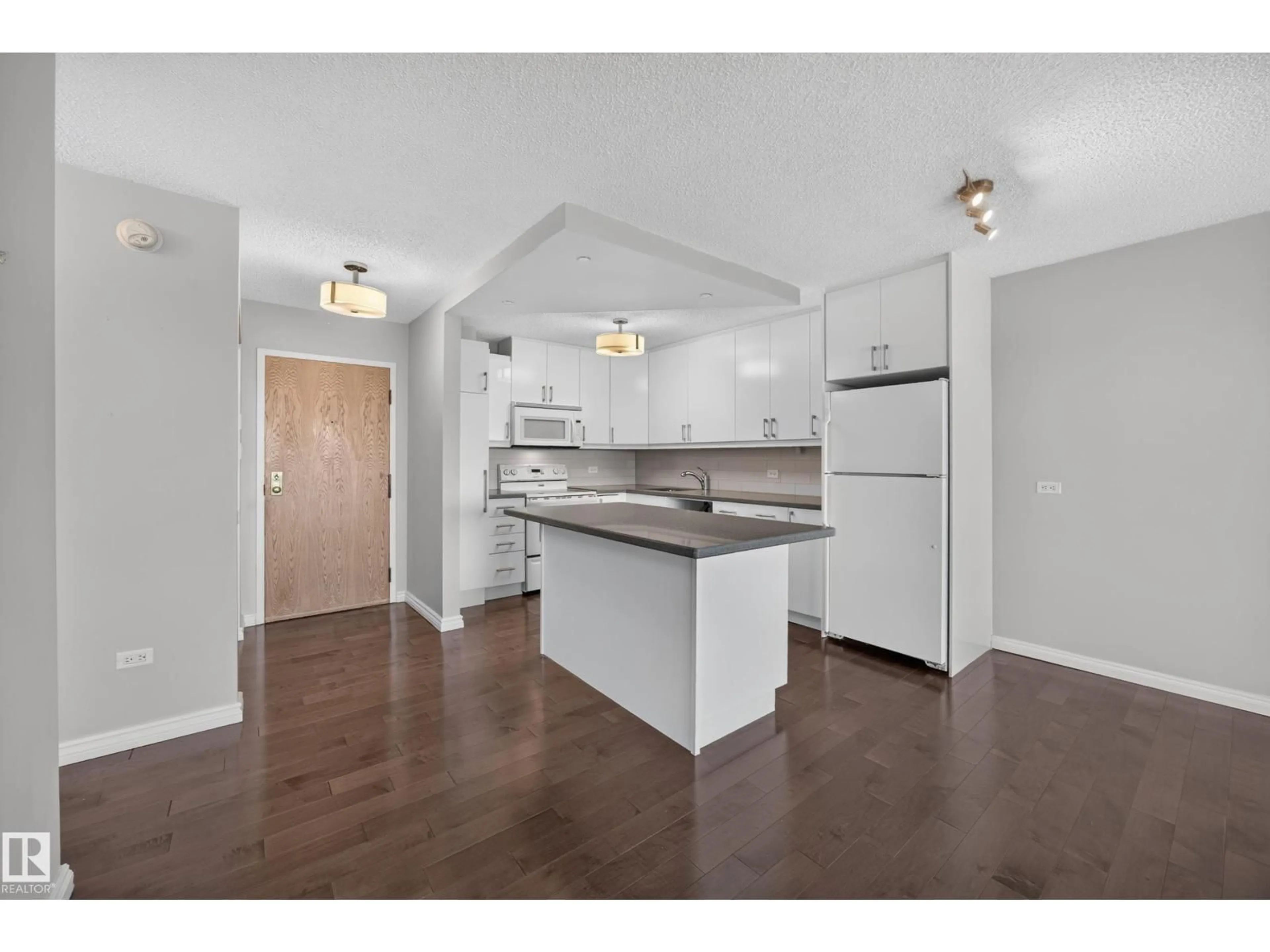 Open concept kitchen, wood/laminate floor for 10011 - 803 123 ST, Edmonton Alberta T5N1M9
