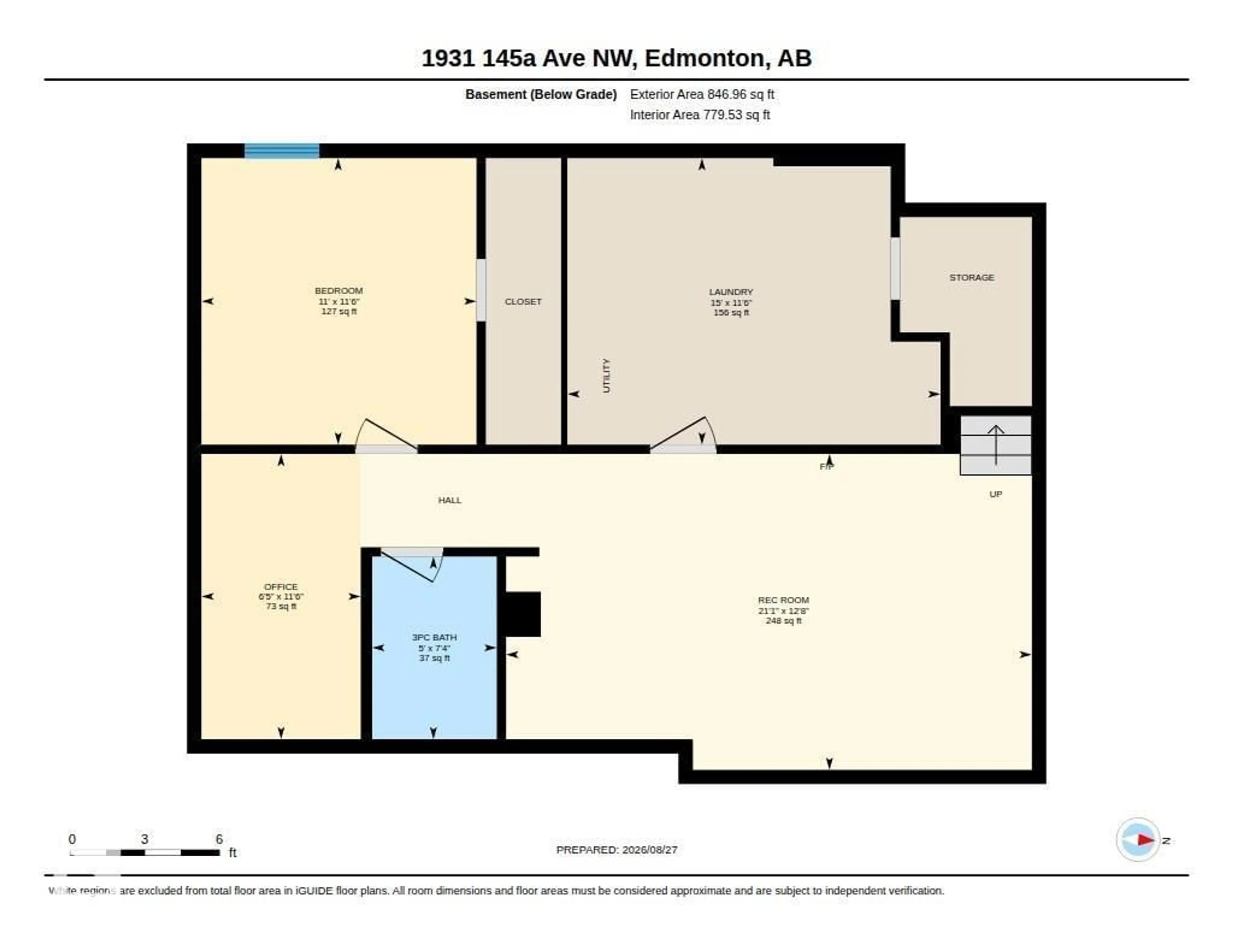 Floor plan for 1931 145A AV, Edmonton Alberta T5Y1S9