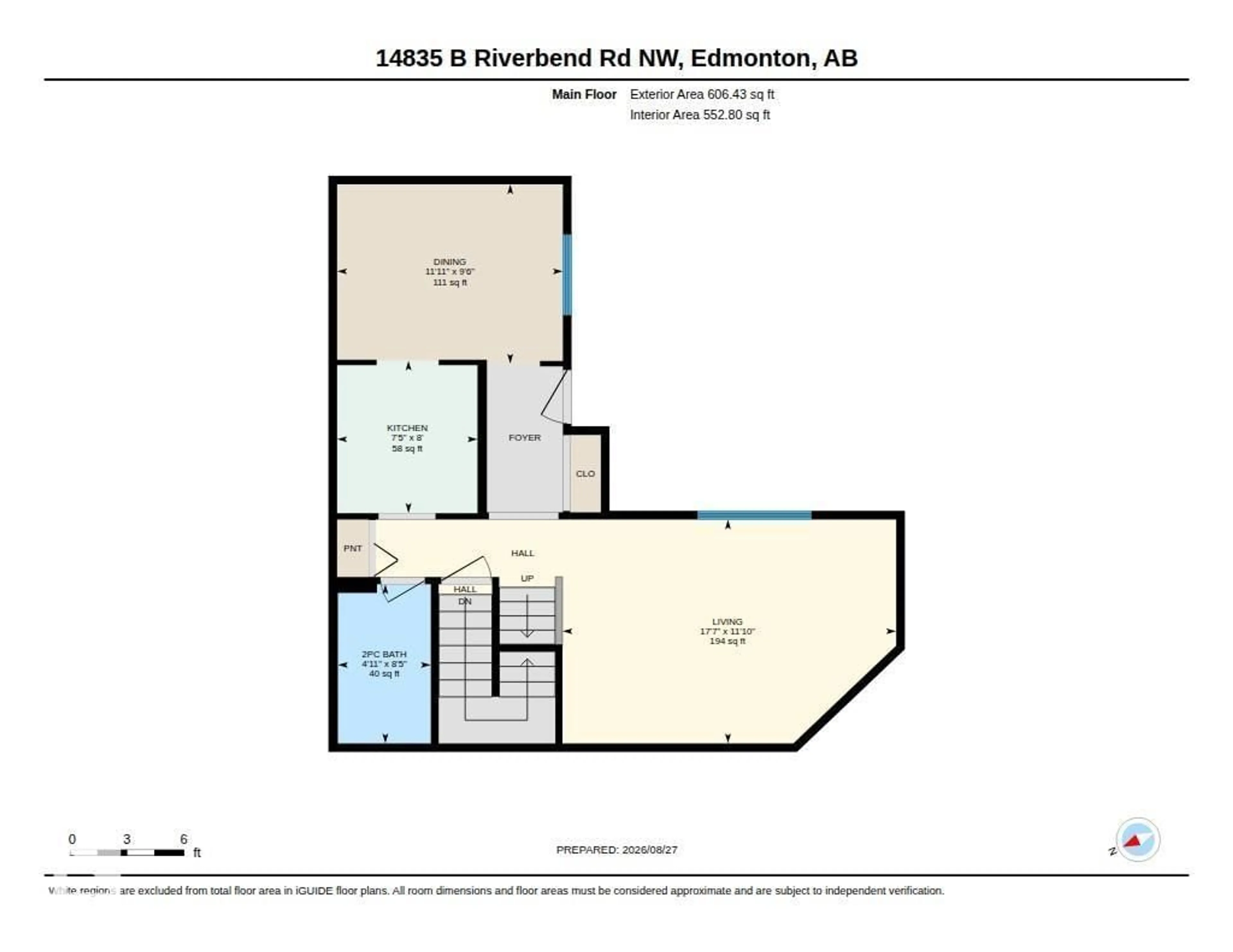 Floor plan for NW - 14835B RIVERBEND ROAD, Edmonton Alberta T6H5A9