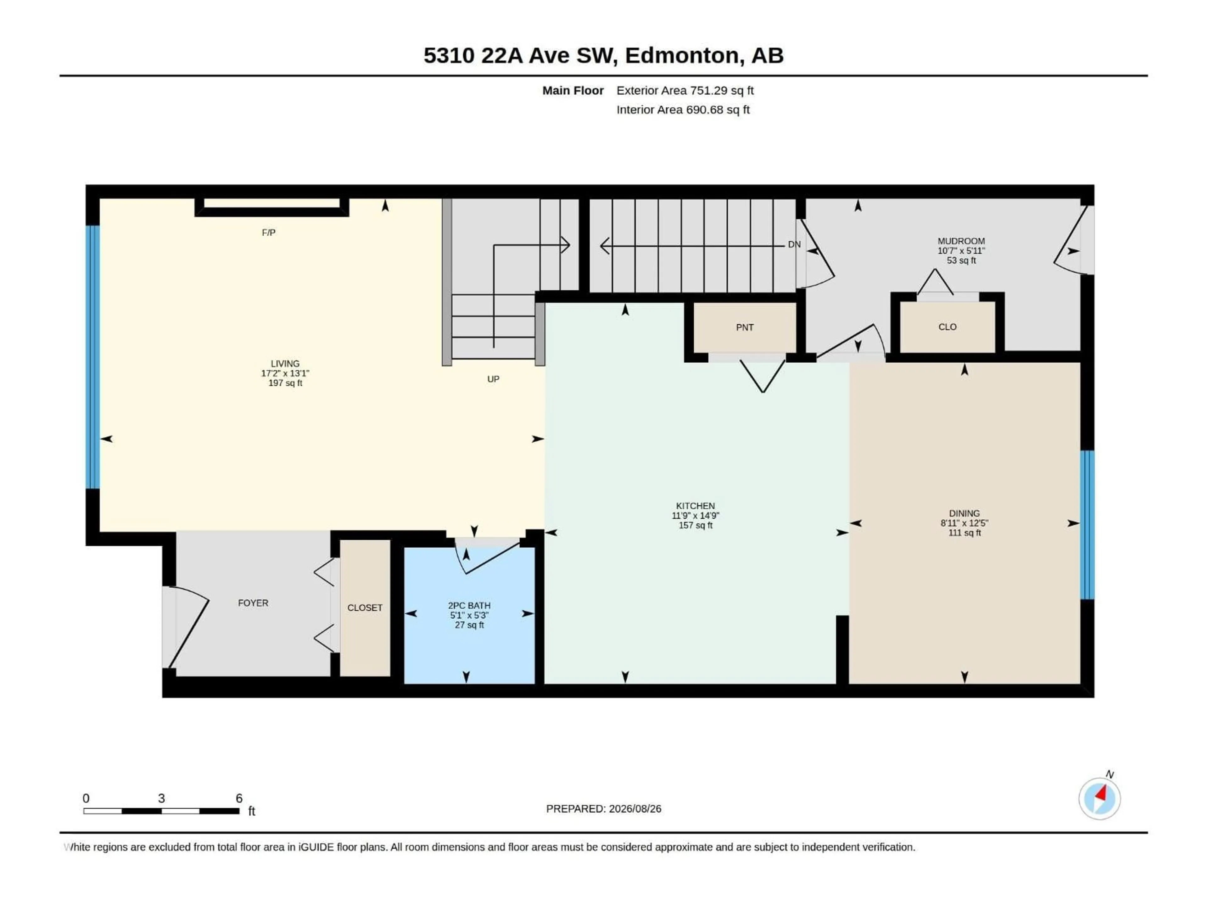 Floor plan for SW - 5310 22A AV, Edmonton Alberta T6X2Y1