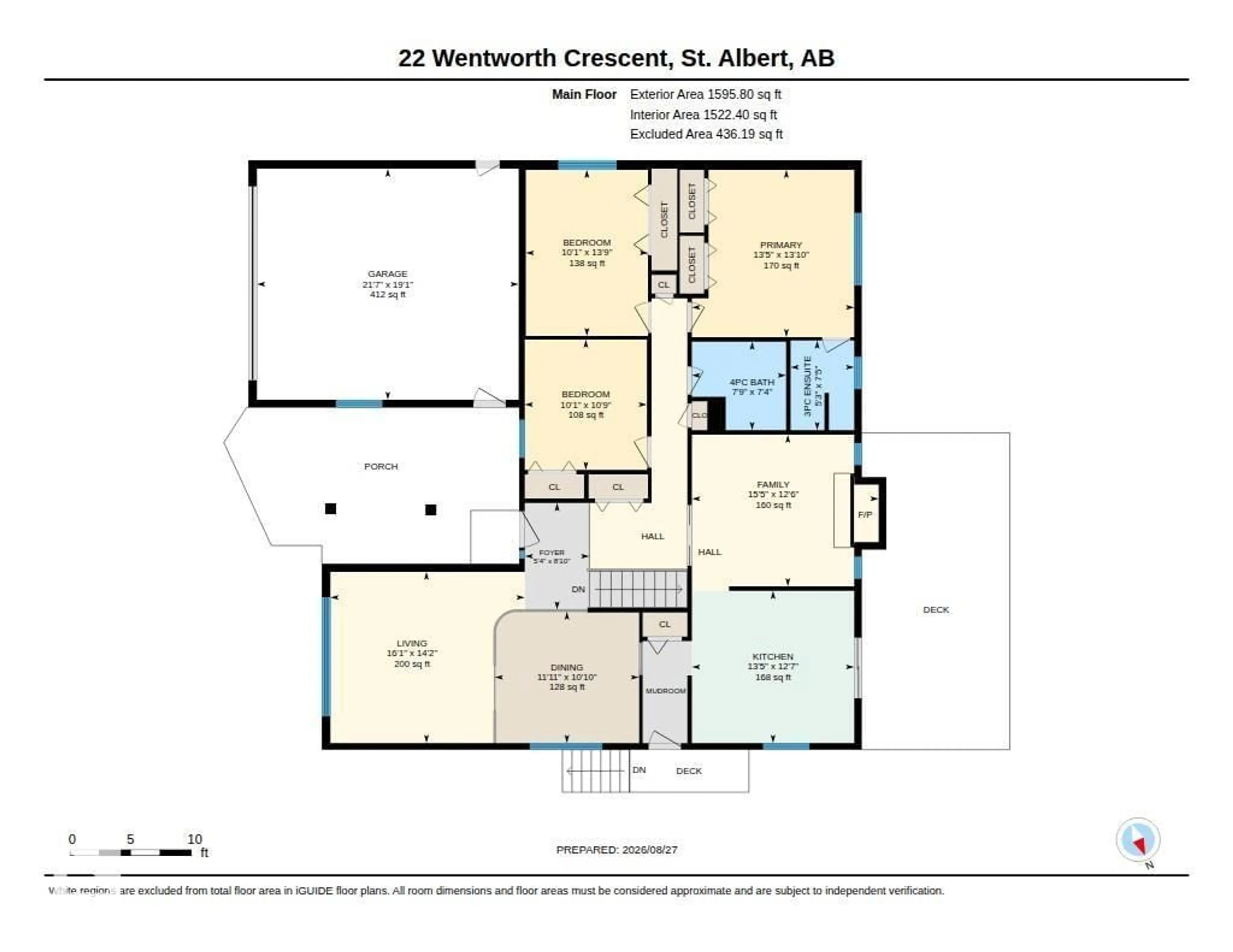 Floor plan for 22 WENTWORTH CR, St. Albert Alberta T8N3G6