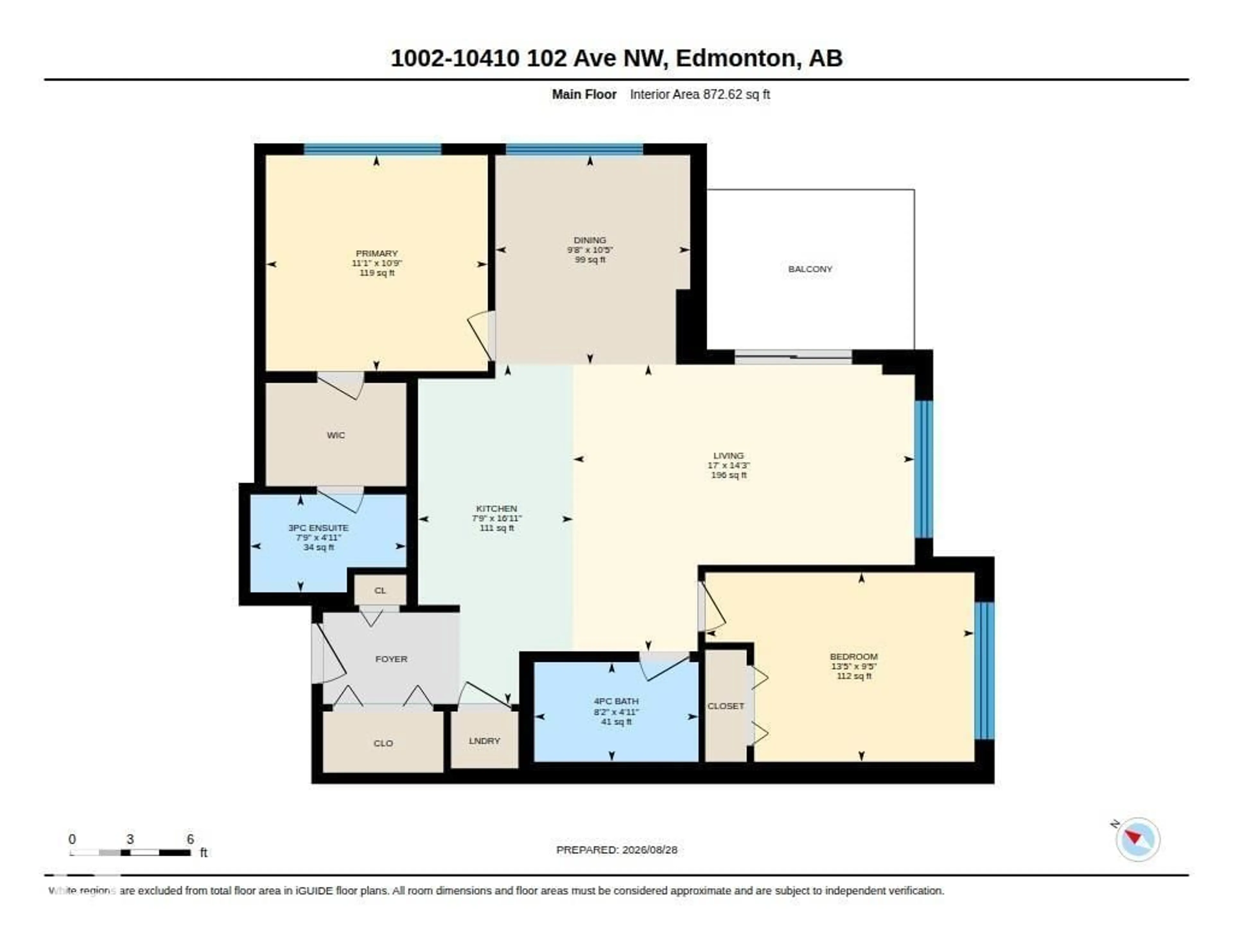 Floor plan for #1002 - 10410 102 AV, Edmonton Alberta T5J0E9