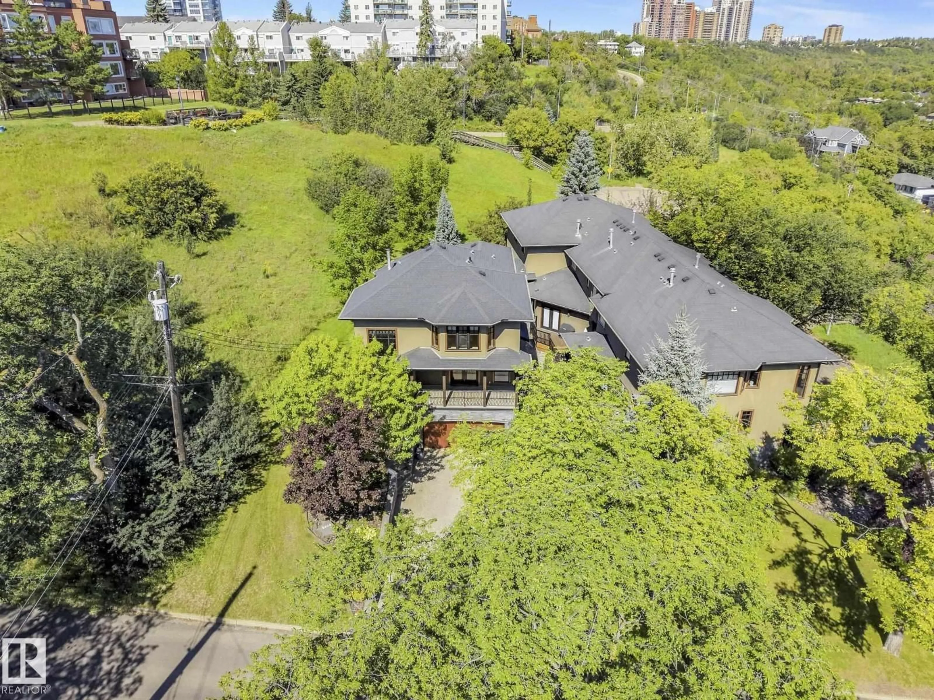 A pic from outside/outdoor area/front of a property/back of a property/a pic from drone, city buildings view from balcony for 9404 100A AV, Edmonton Alberta T5H4S2