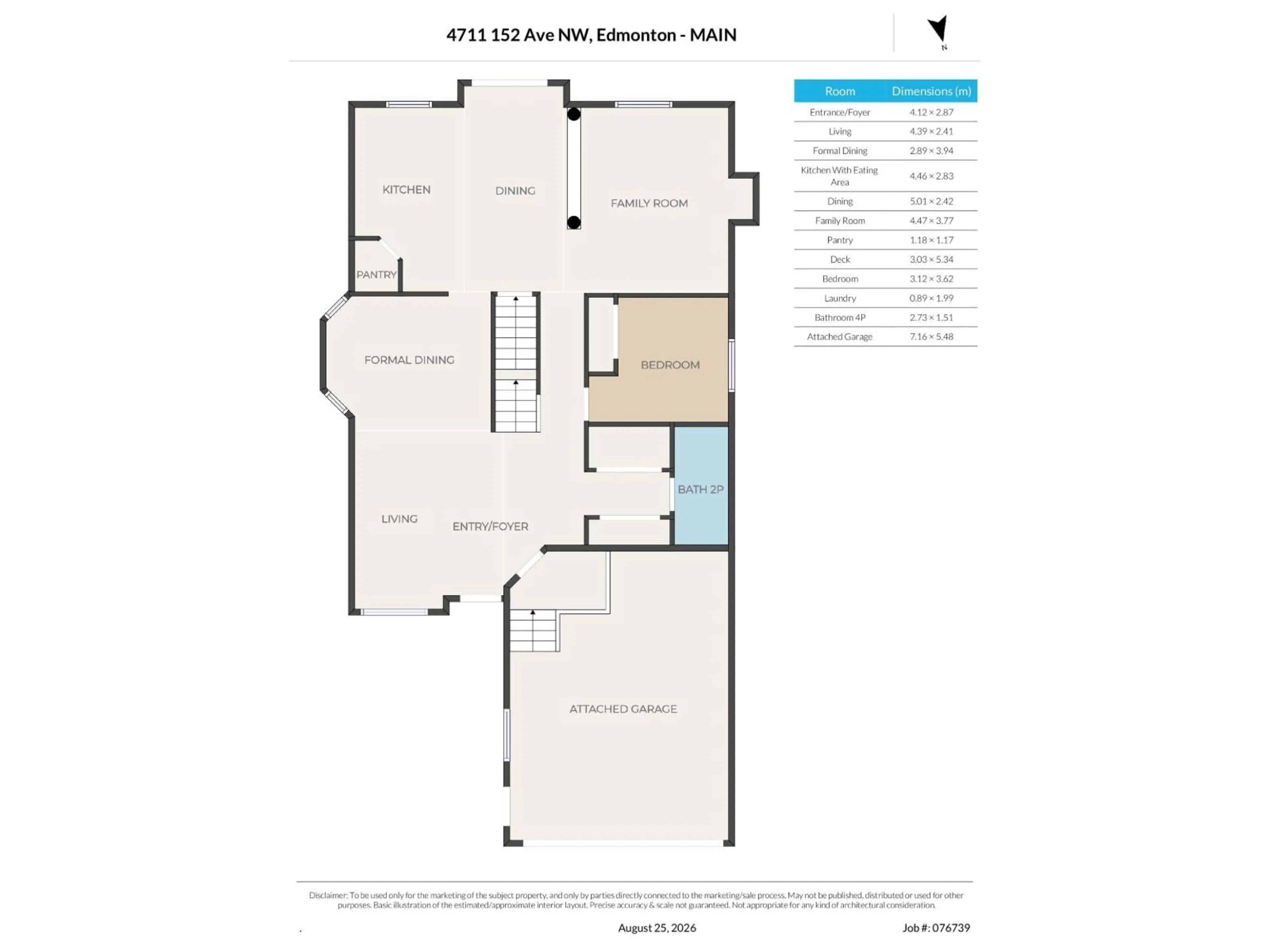 Floor plan for 4711 152 AV, Edmonton Alberta T5Y3B7