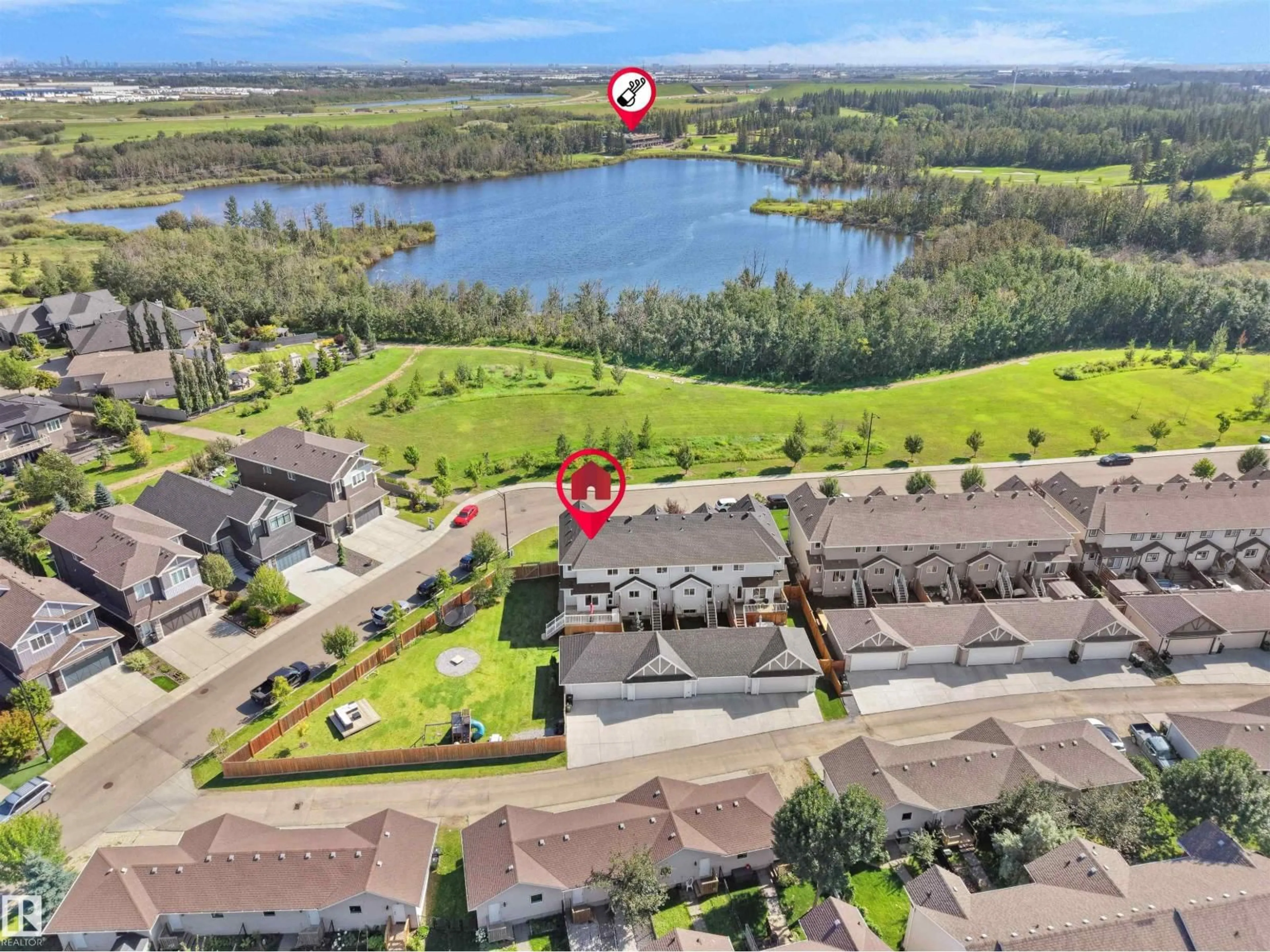 A pic from outside/outdoor area/front of a property/back of a property/a pic from drone, water/lake/river/ocean view for 20304 128 AV, Edmonton Alberta T5S0E7