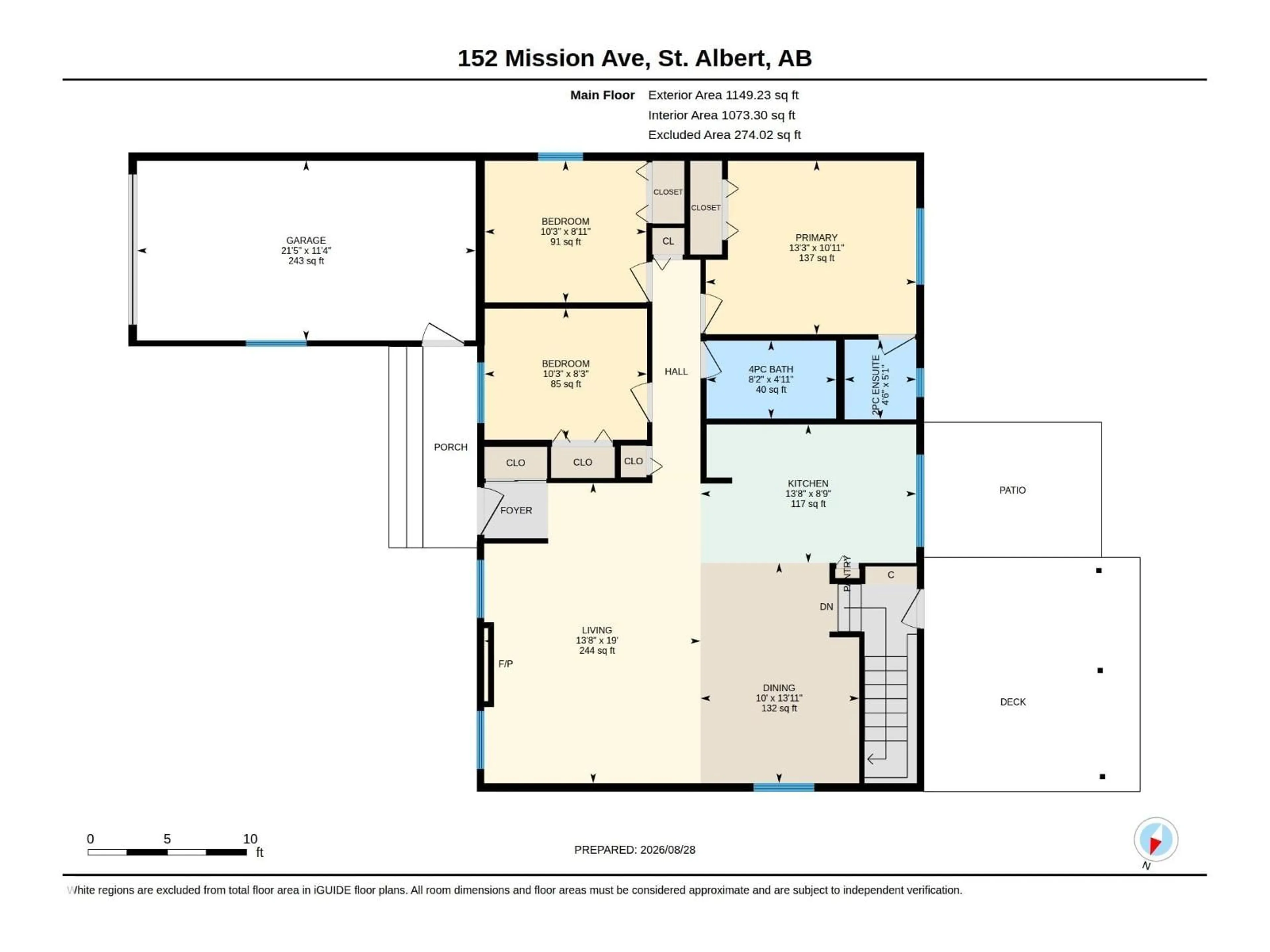 Floor plan for 152 MISSION AV, St. Albert Alberta T8N2C7