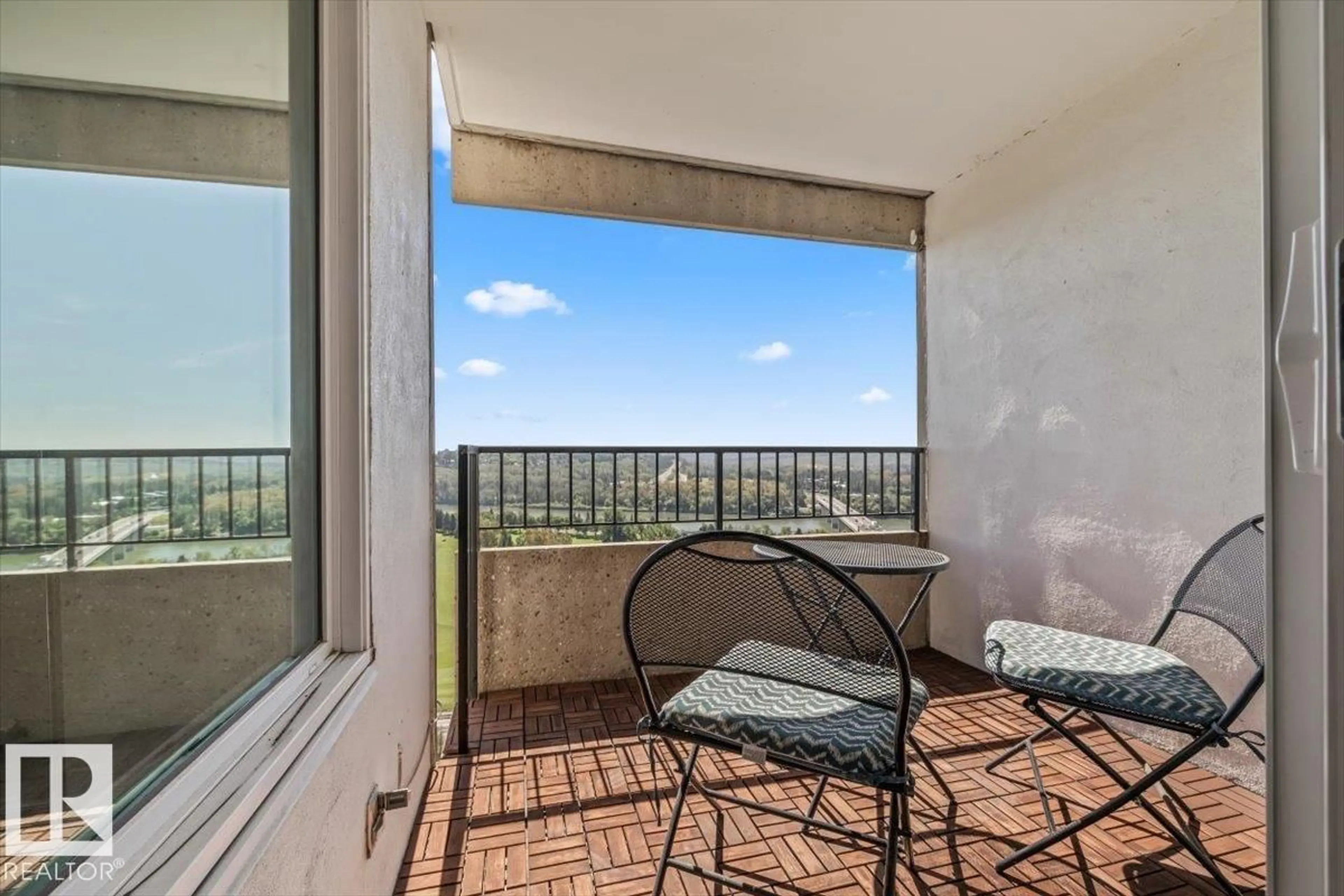 Balcony in the apartment, water/lake/river/ocean view for 906 12303 JASPER AV NW, Edmonton Alberta T5N3K7