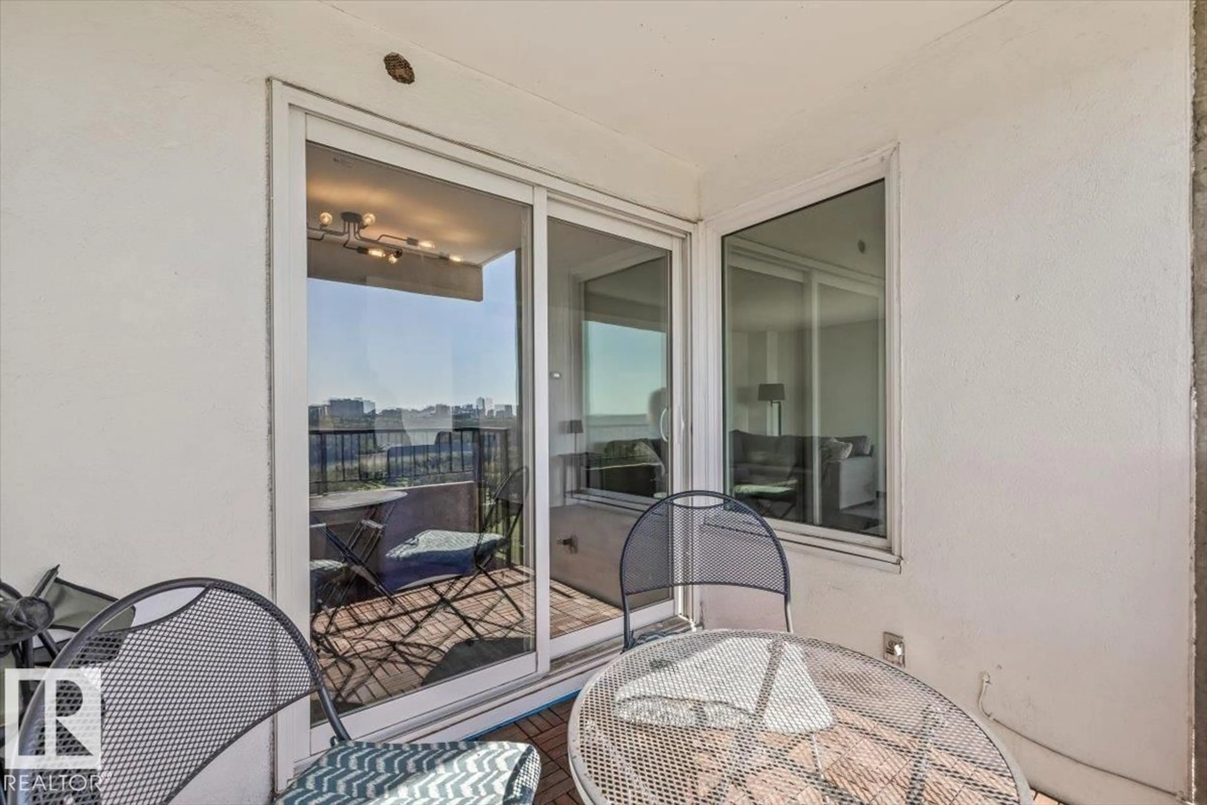Balcony in the apartment, water/lake/river/ocean view for 906 12303 JASPER AV NW, Edmonton Alberta T5N3K7