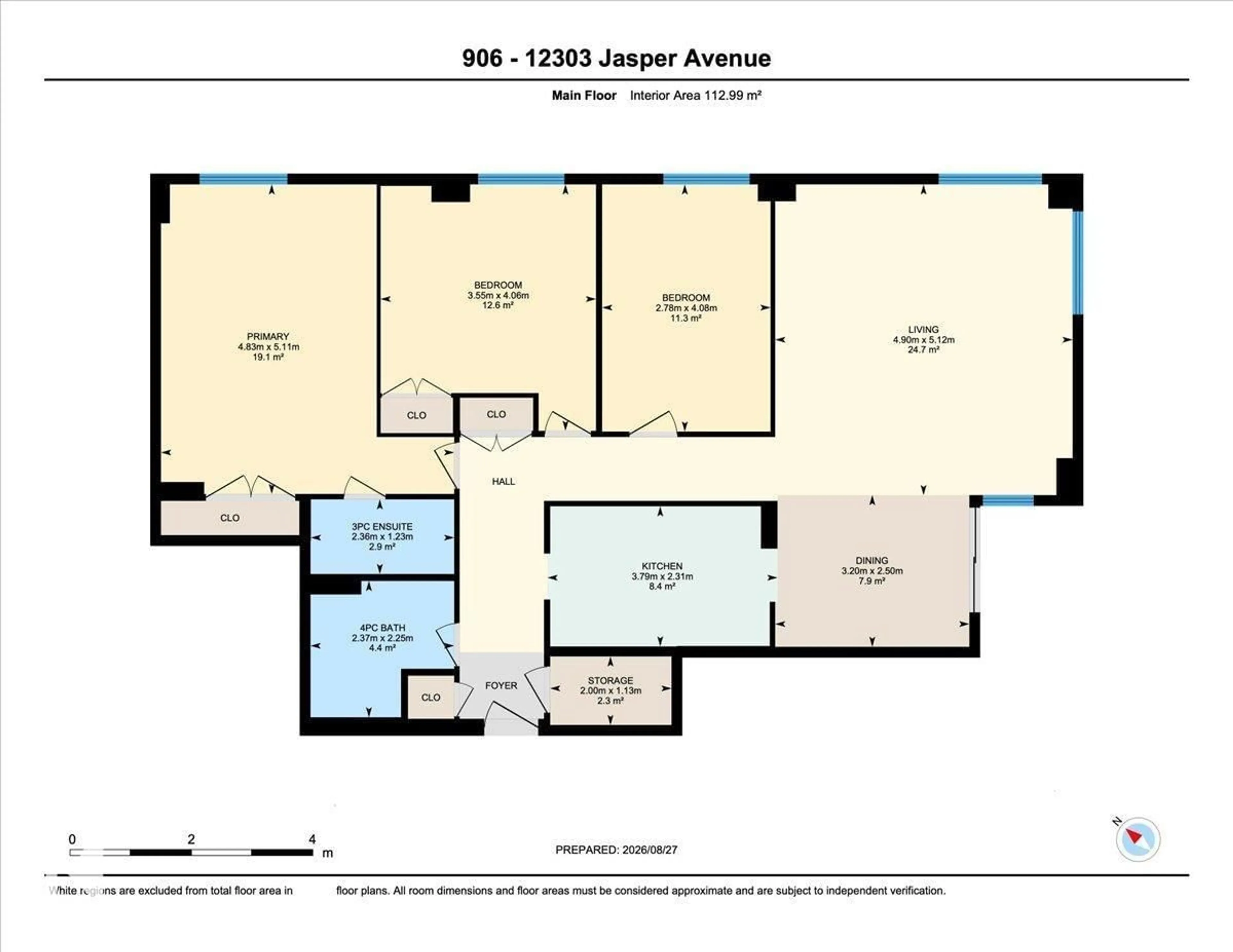 Floor plan for 906 12303 JASPER AV NW, Edmonton Alberta T5N3K7
